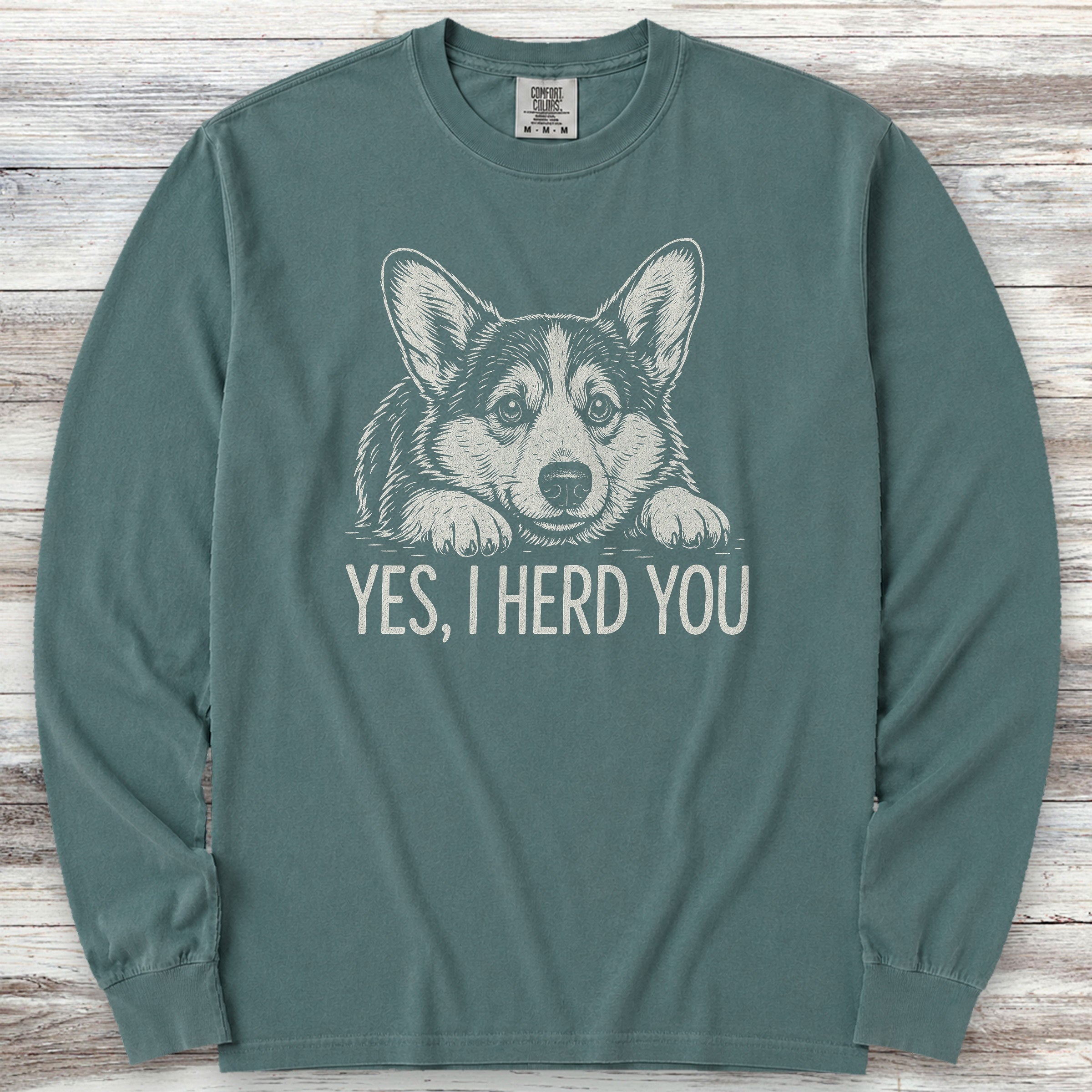 Corgi Herd You Long Sleeve Tee - Blue Spruce