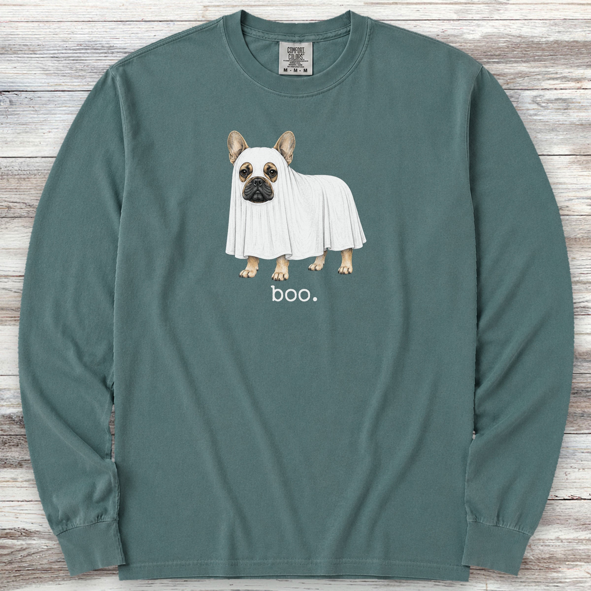 French Bulldog Boo Long Sleeve Tee - Blue Spruce