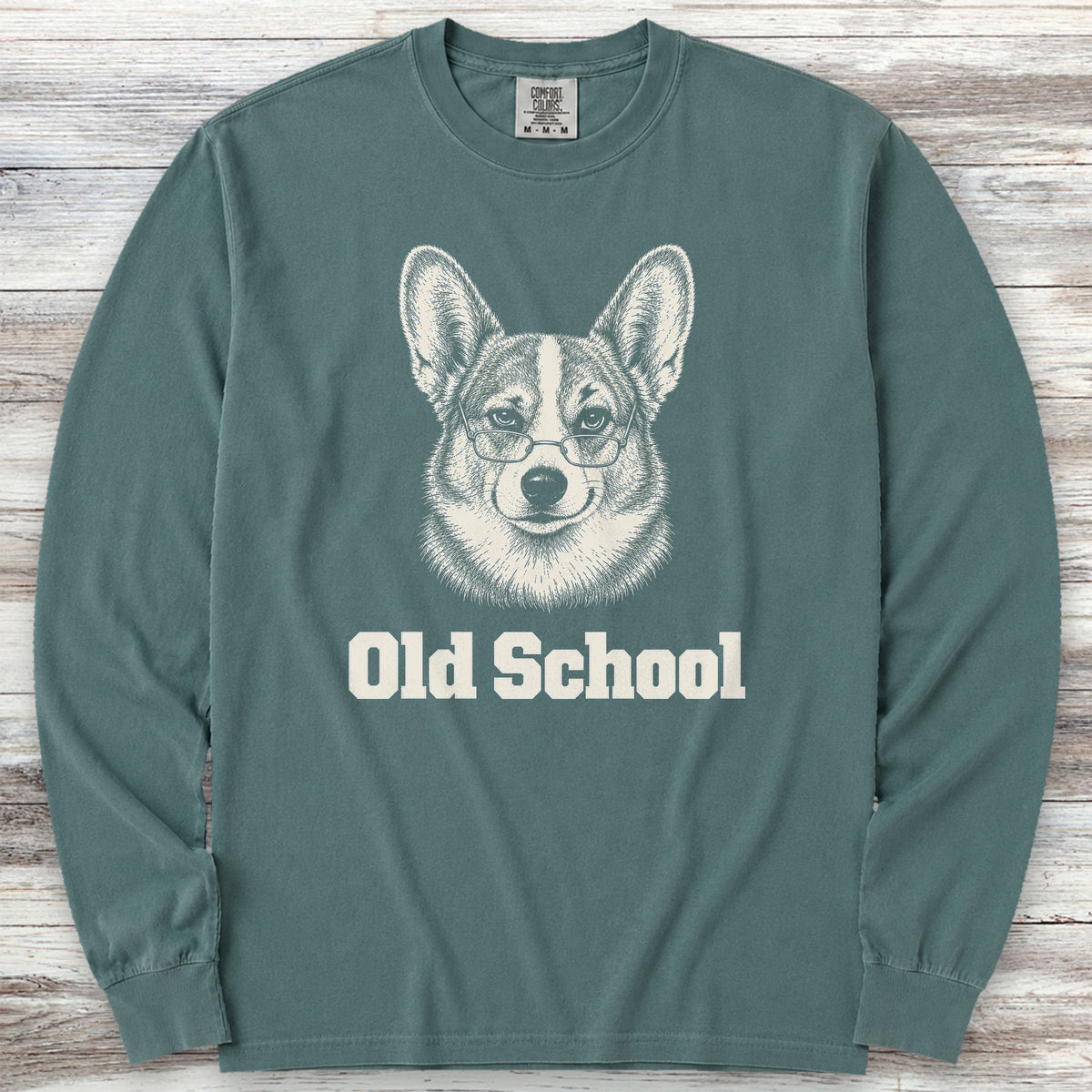 Corgi Old School Long Sleeve Tee - Blue Spruce