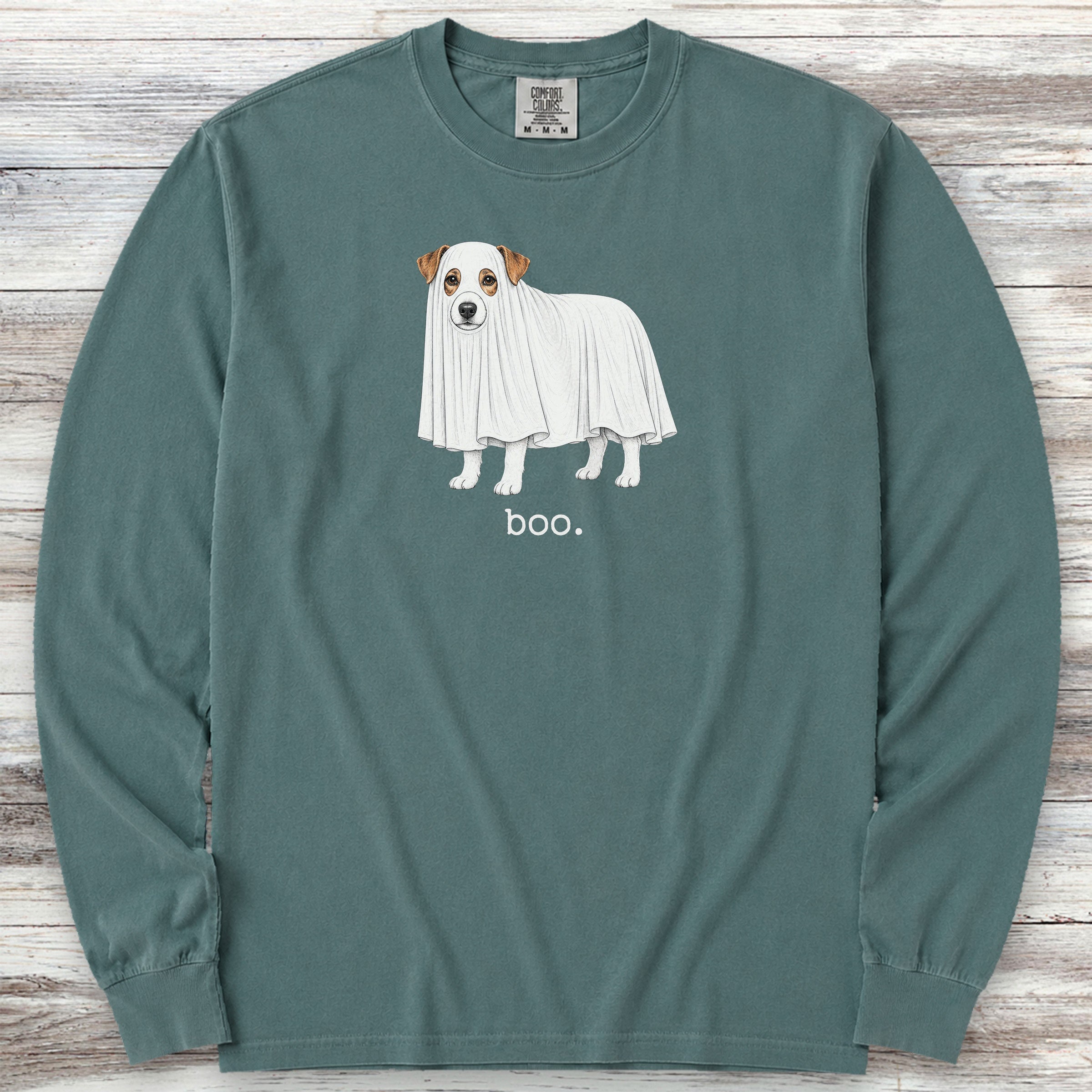 Jack Russell Terrier Boo Long Sleeve Tee - Blue Spruce