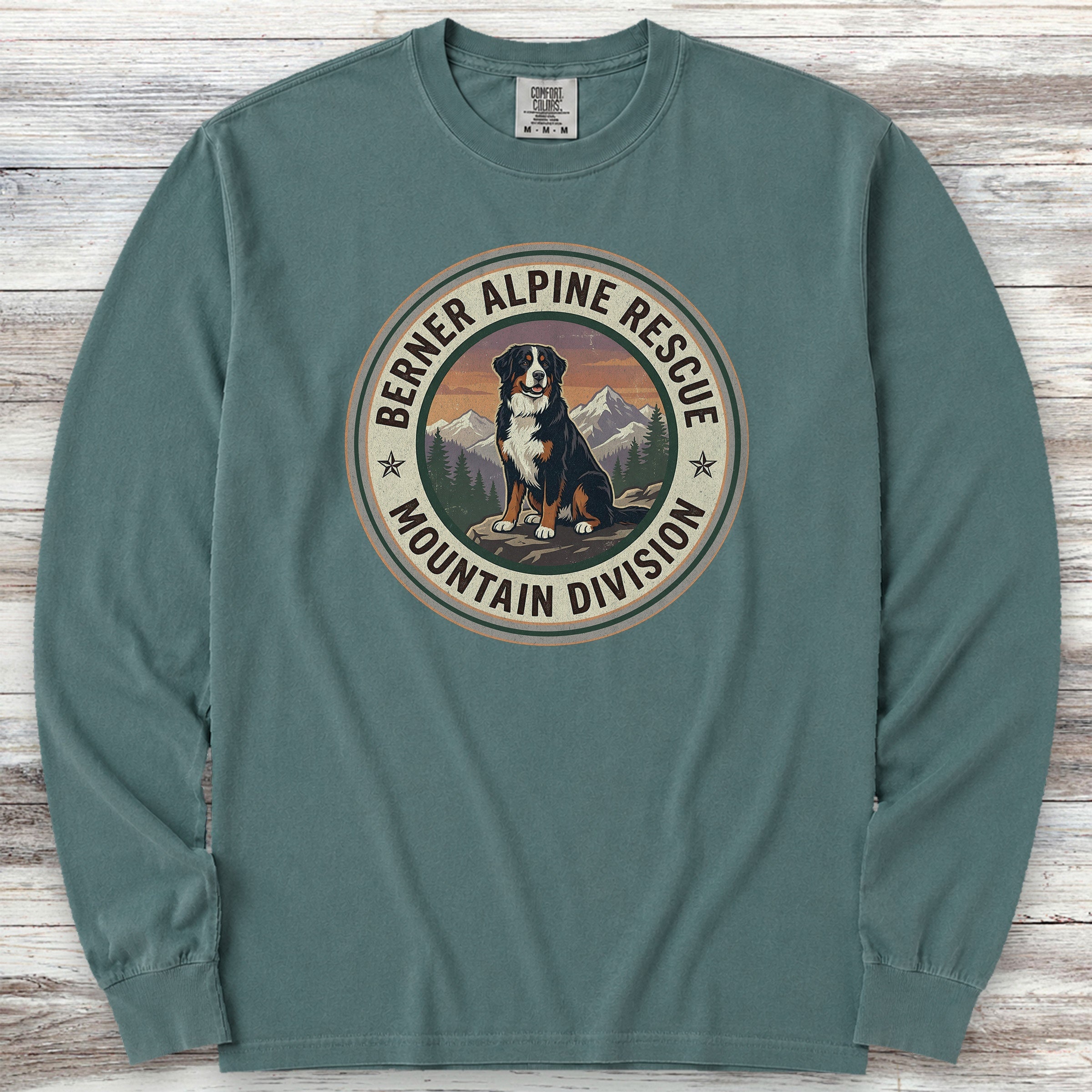Bernese Mountain Dog Rescue Long Sleeve Tee - Blue Spruce