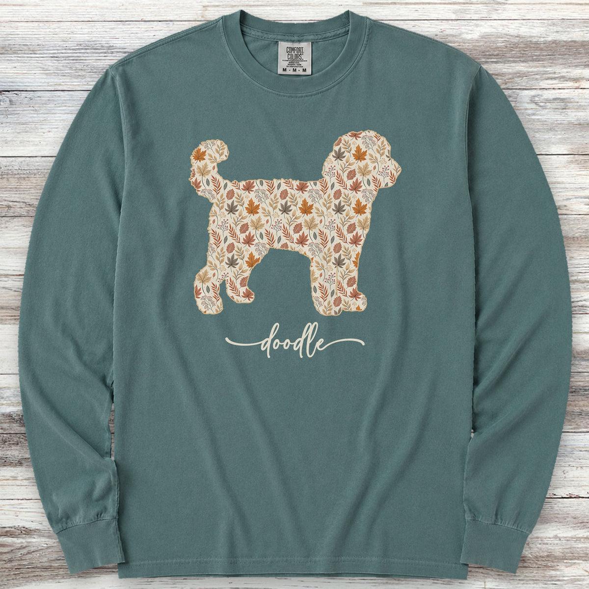 Doodle Fall Long Sleeve Tee - Blue Spruce