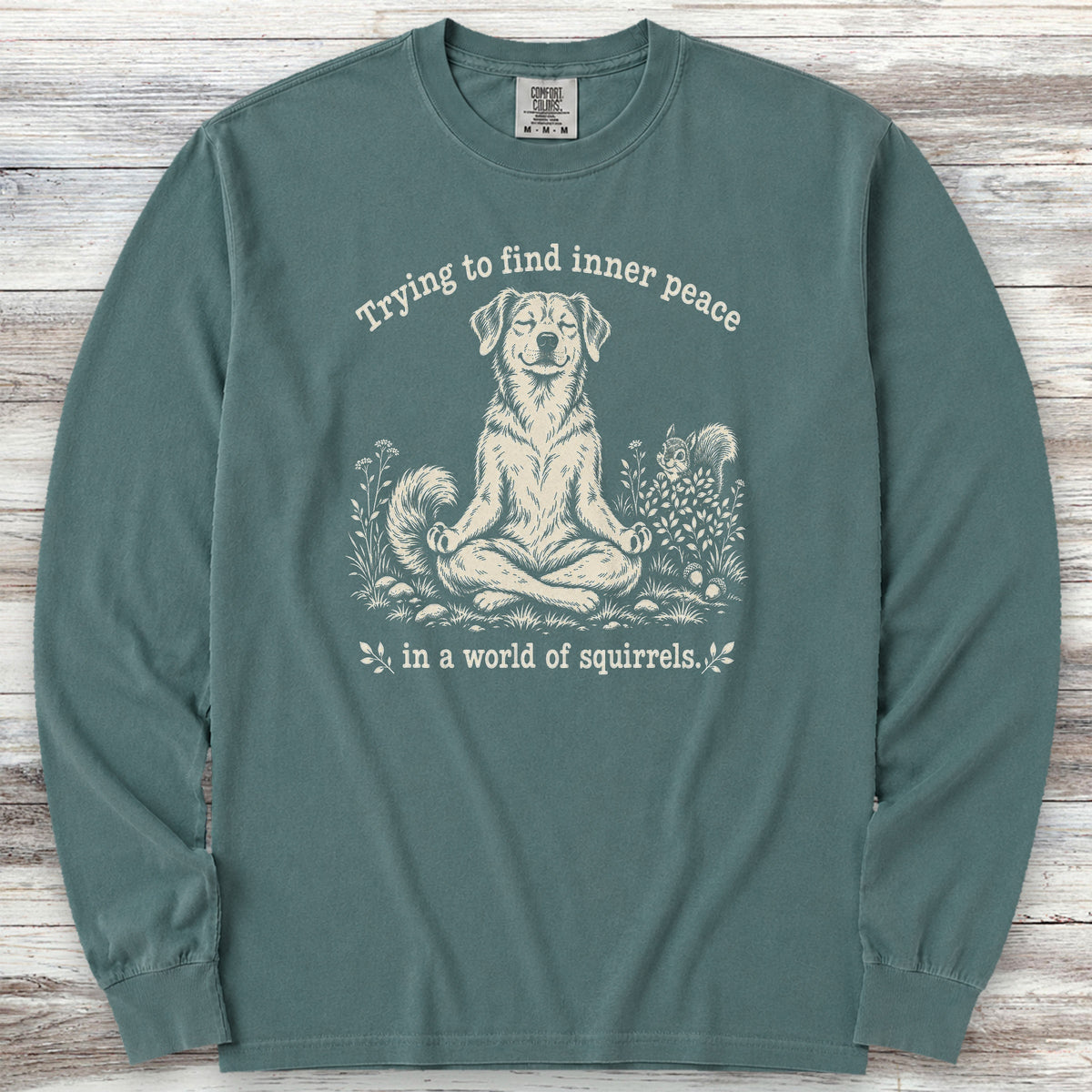 Inner Peace World of Squirrels Long Sleeve Tee - Blue Spruce