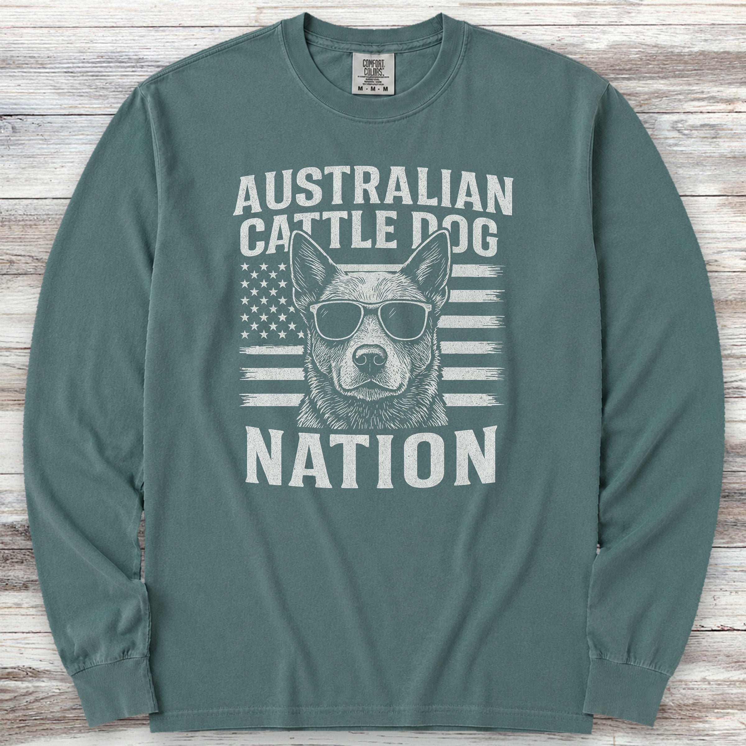Australian Cattle Dog Nation Long Sleeve Tee - Blue Spruce