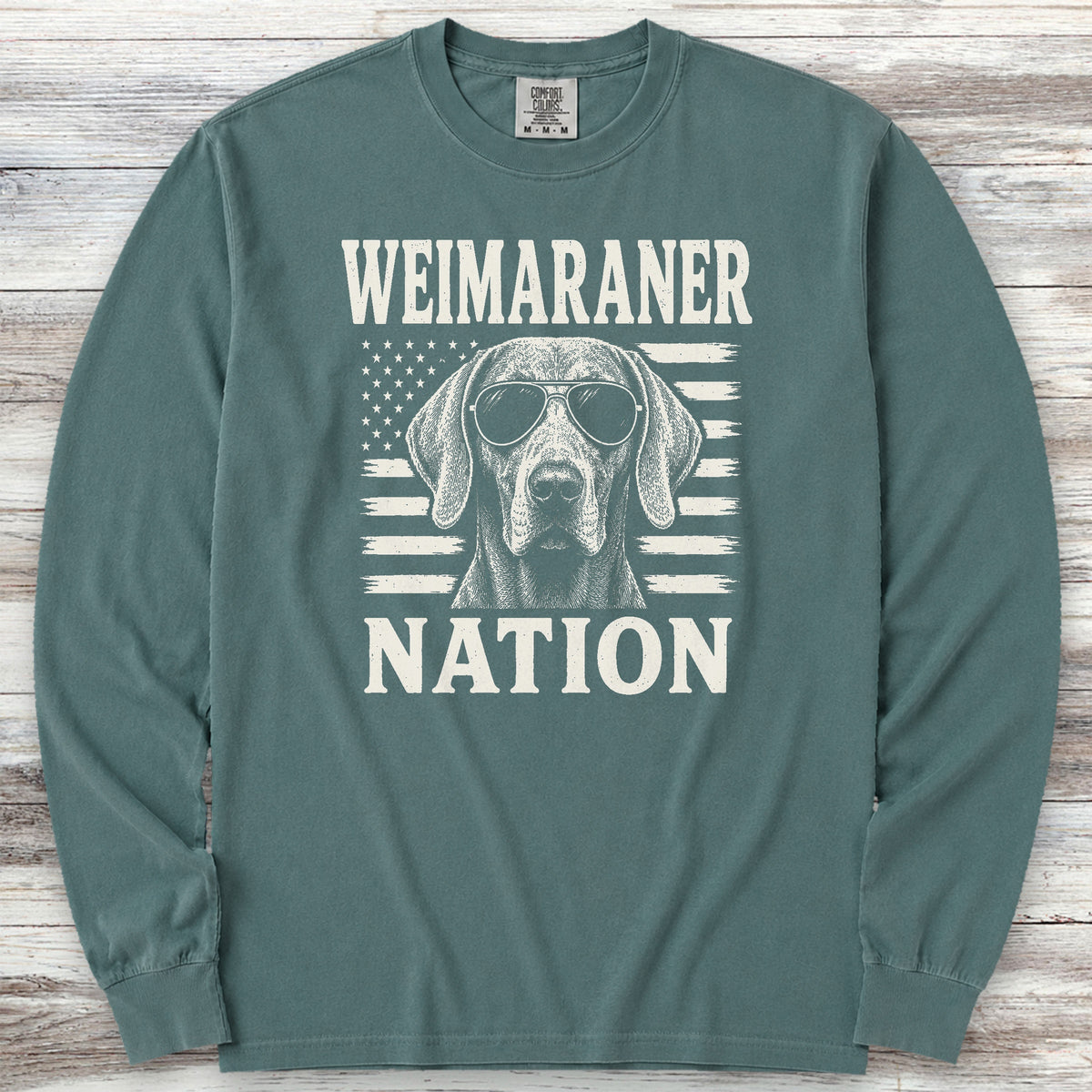 Weimaraner Nation Long Sleeve Tee - Blue Spruce