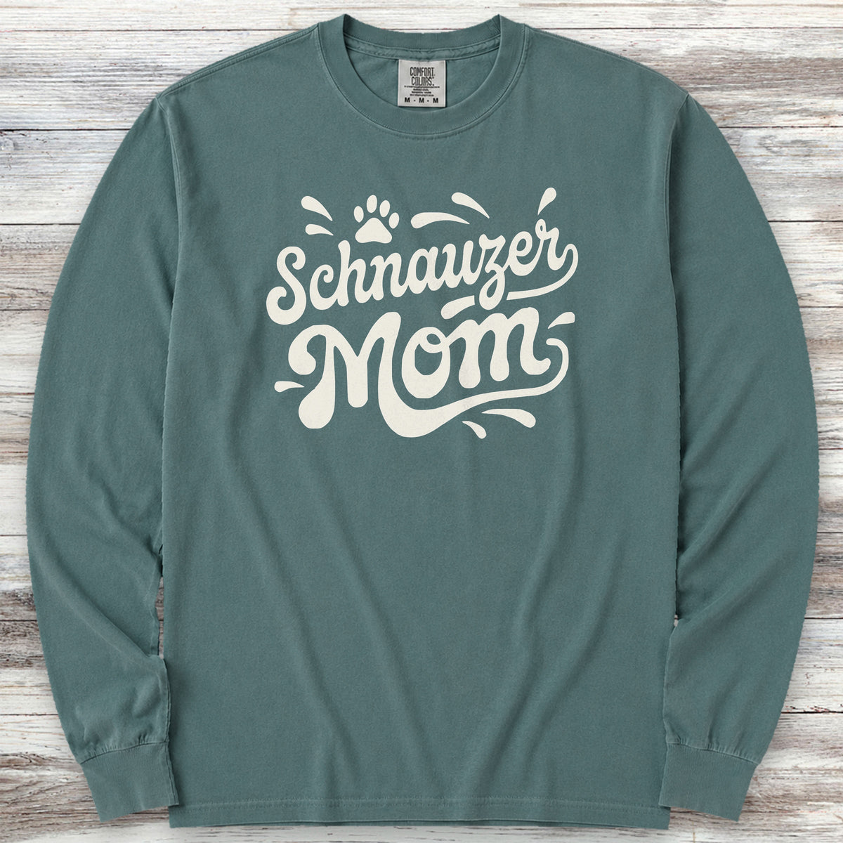 Schnauzer Groovy Mom Long Sleeve Tee - Blue Spruce