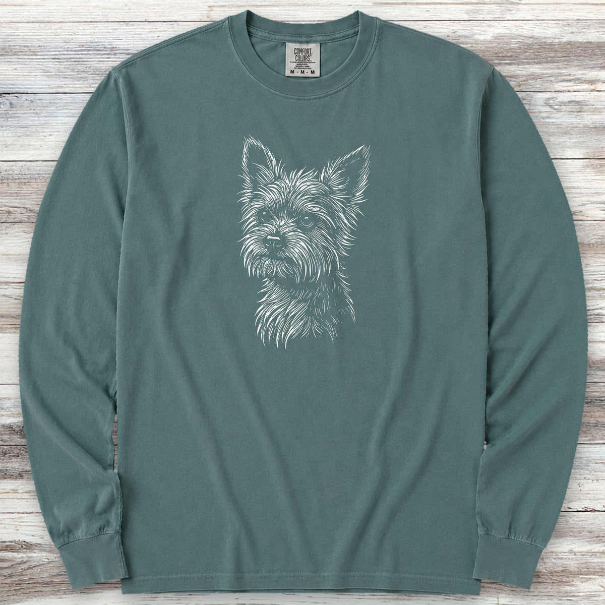 Yorkshire Terrier Sketch Long Sleeve Tee - Blue Spruce