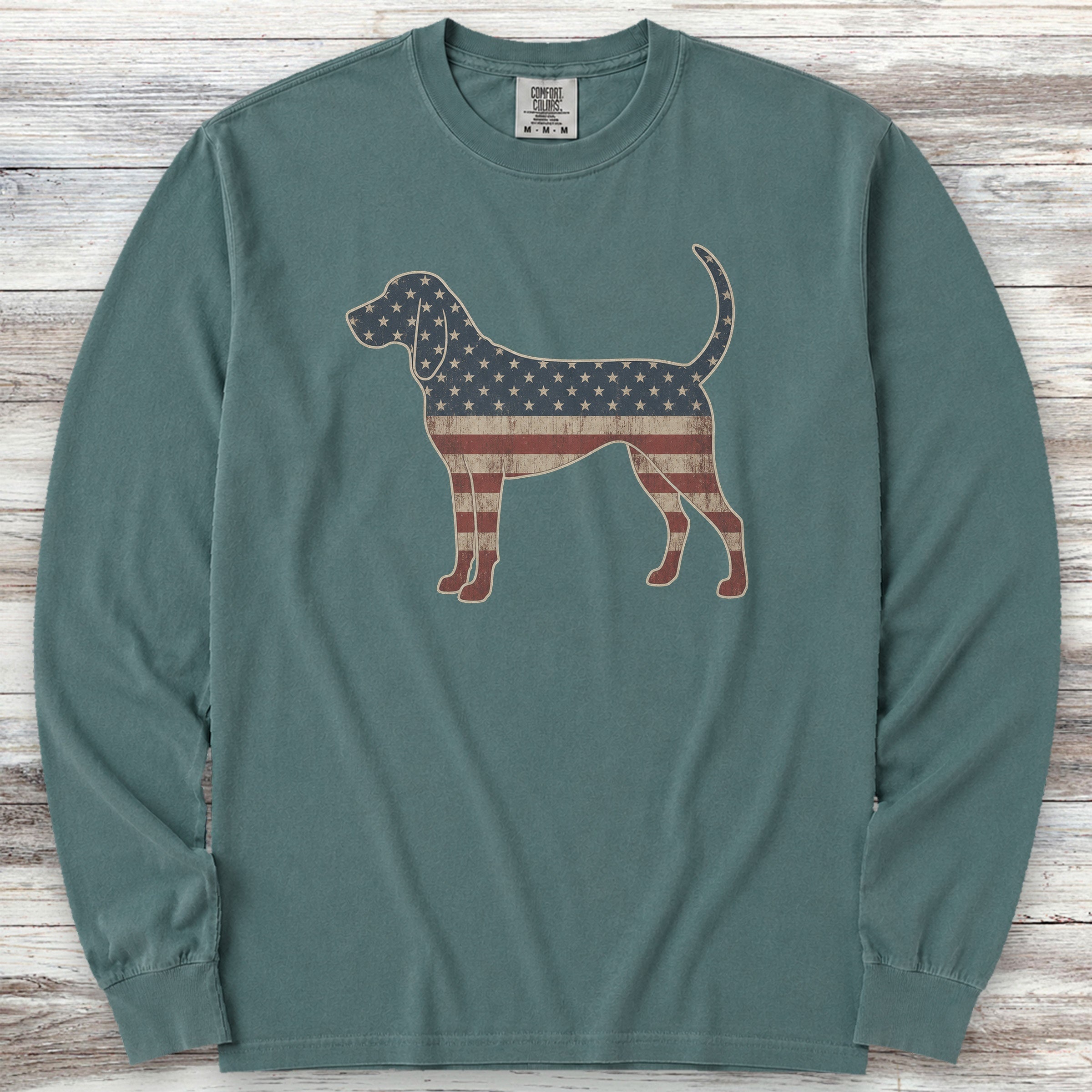 Coonhound Vintage USA Long Sleeve Tee - Blue Spruce