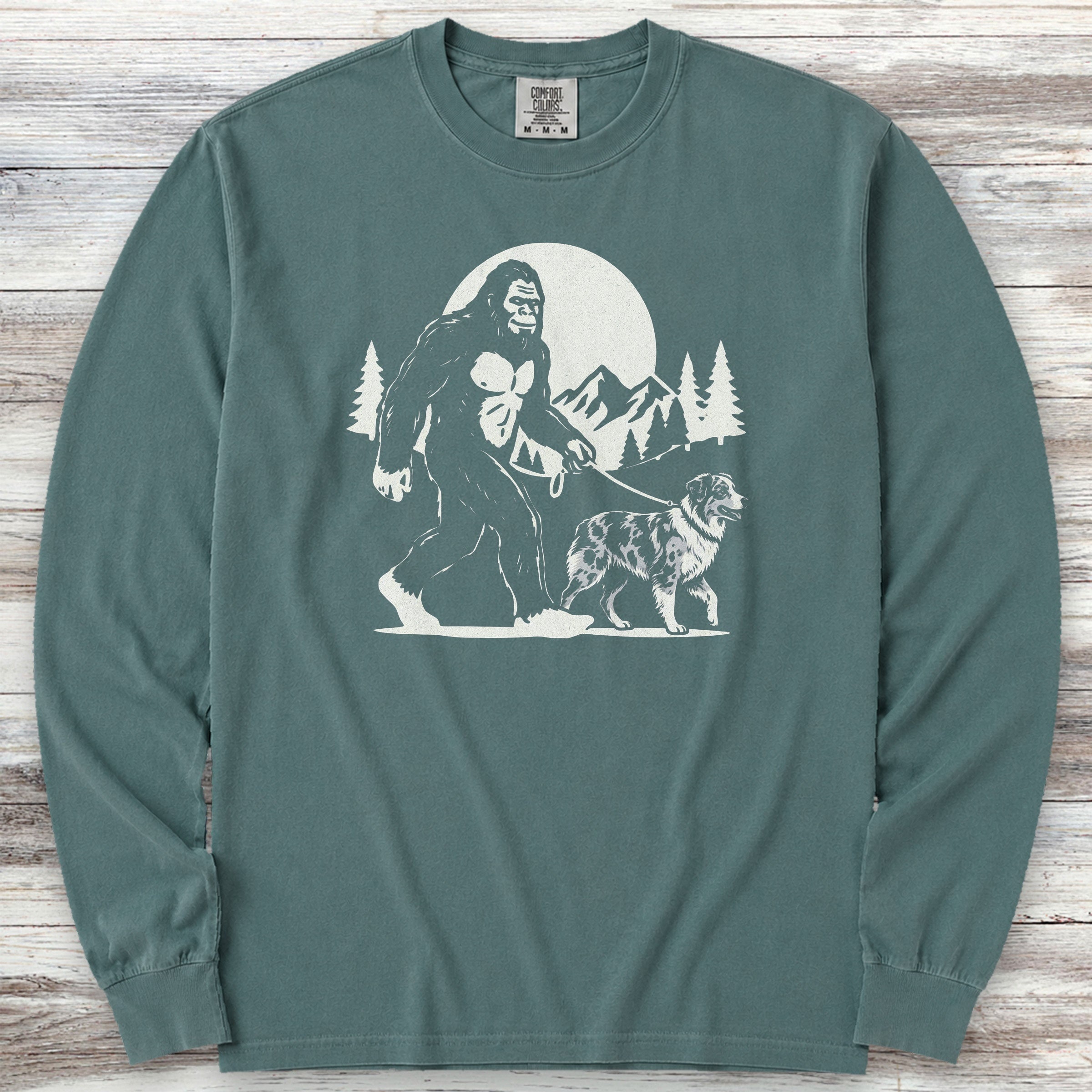 Australian Shepherd Merle Bigfoot Long Sleeve Tee - Blue Spruce