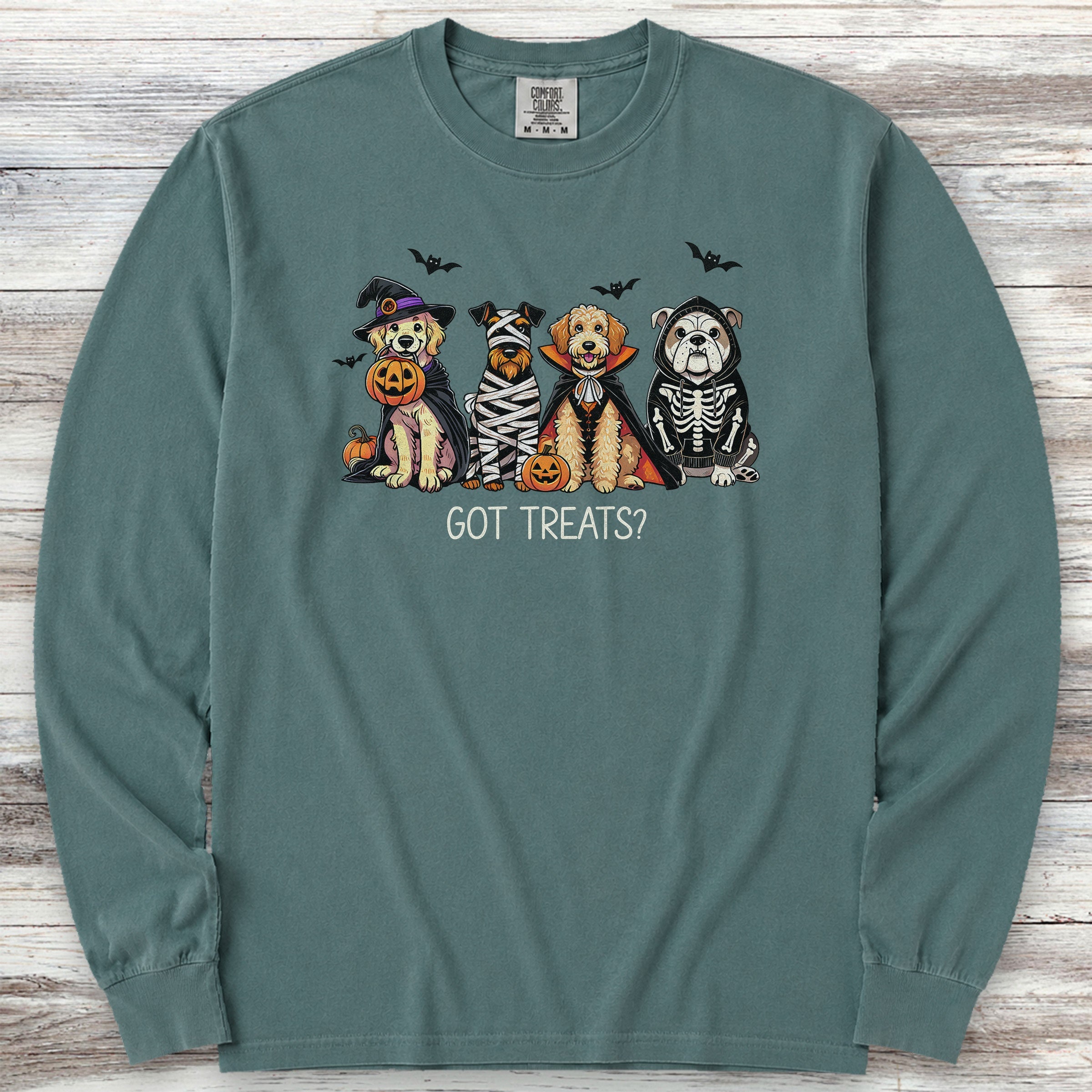 Halloween Got Treats Long Sleeve Tee - Blue Spruce