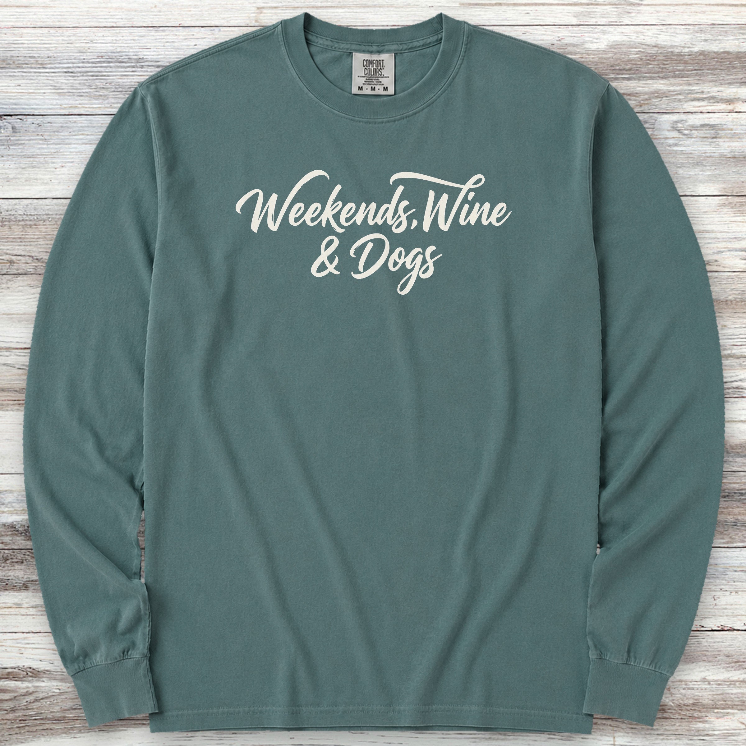 Weekends Wine Dogs Long Sleeve Tee - Blue Spruce