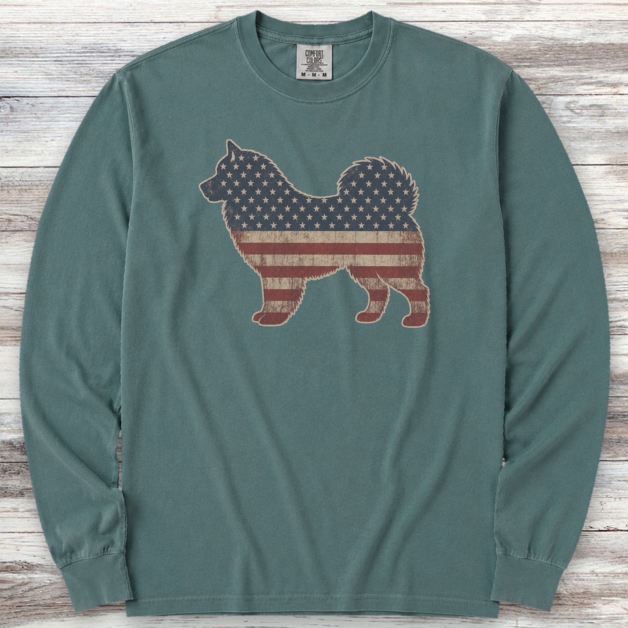 Alaskan Malamute Vintage USA Long Sleeve Tee - Blue Spruce