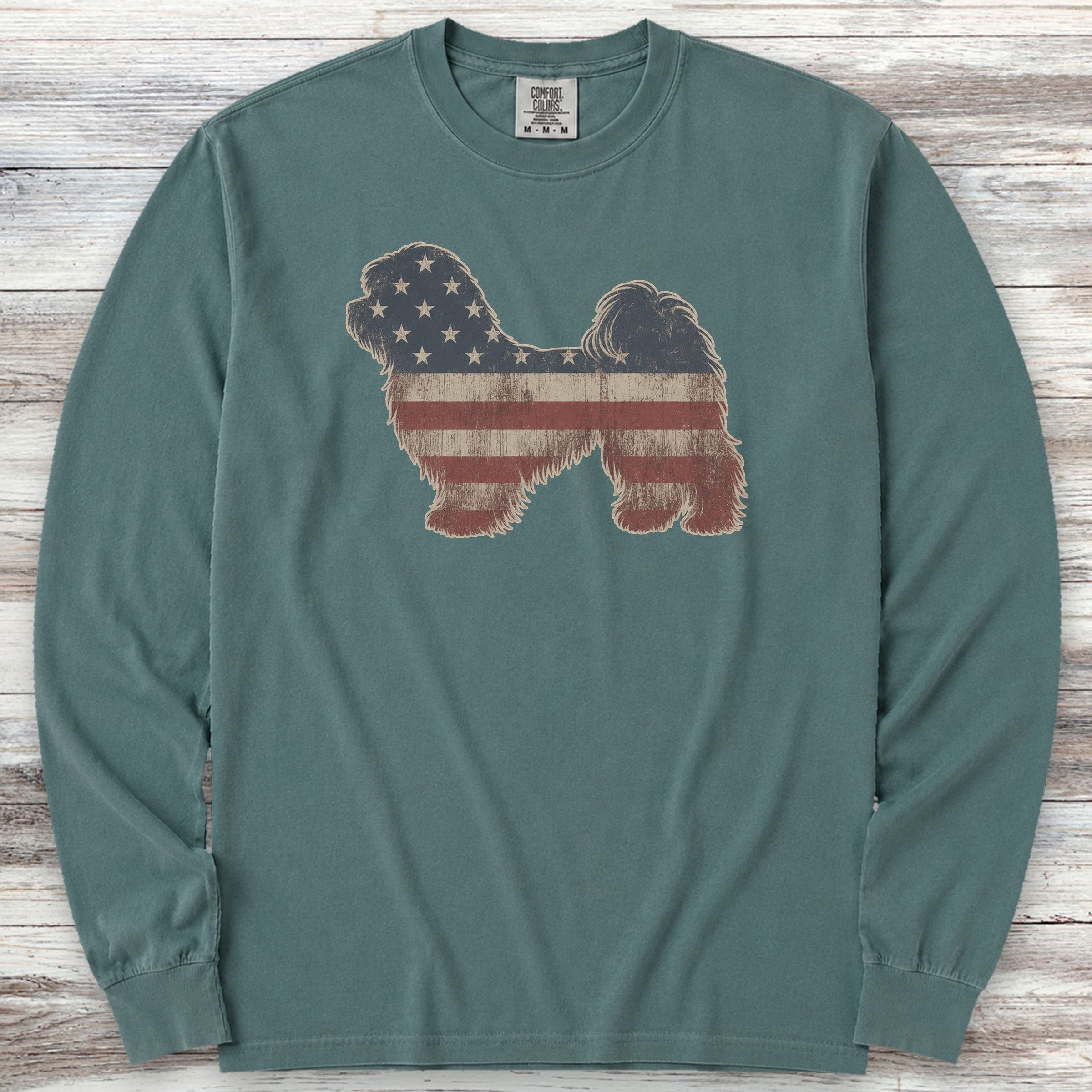 Havanese Vintage USA Long Sleeve Tee - Blue Spruce