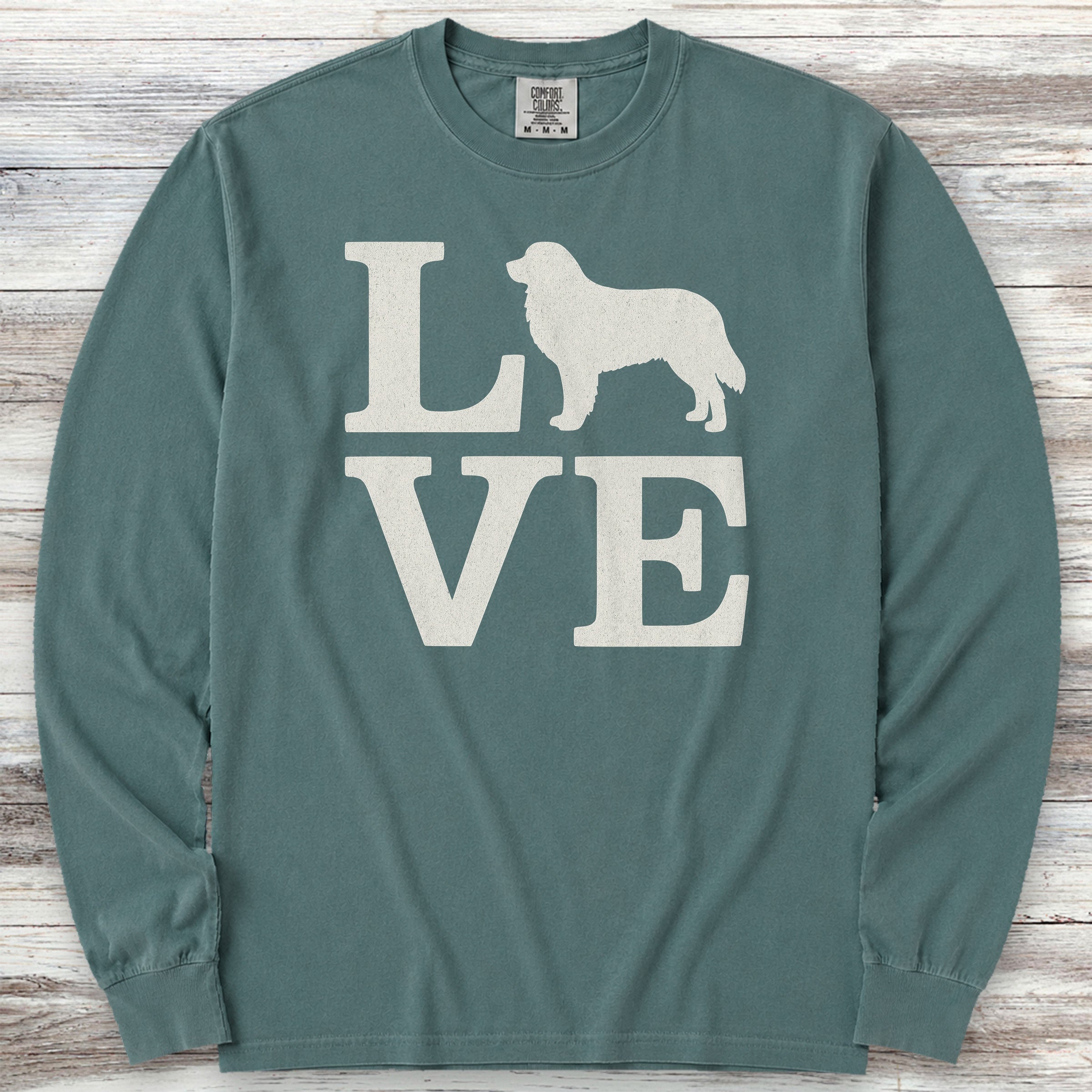 Bernese Mountain Dog Love Long Sleeve Tee - Blue Spruce