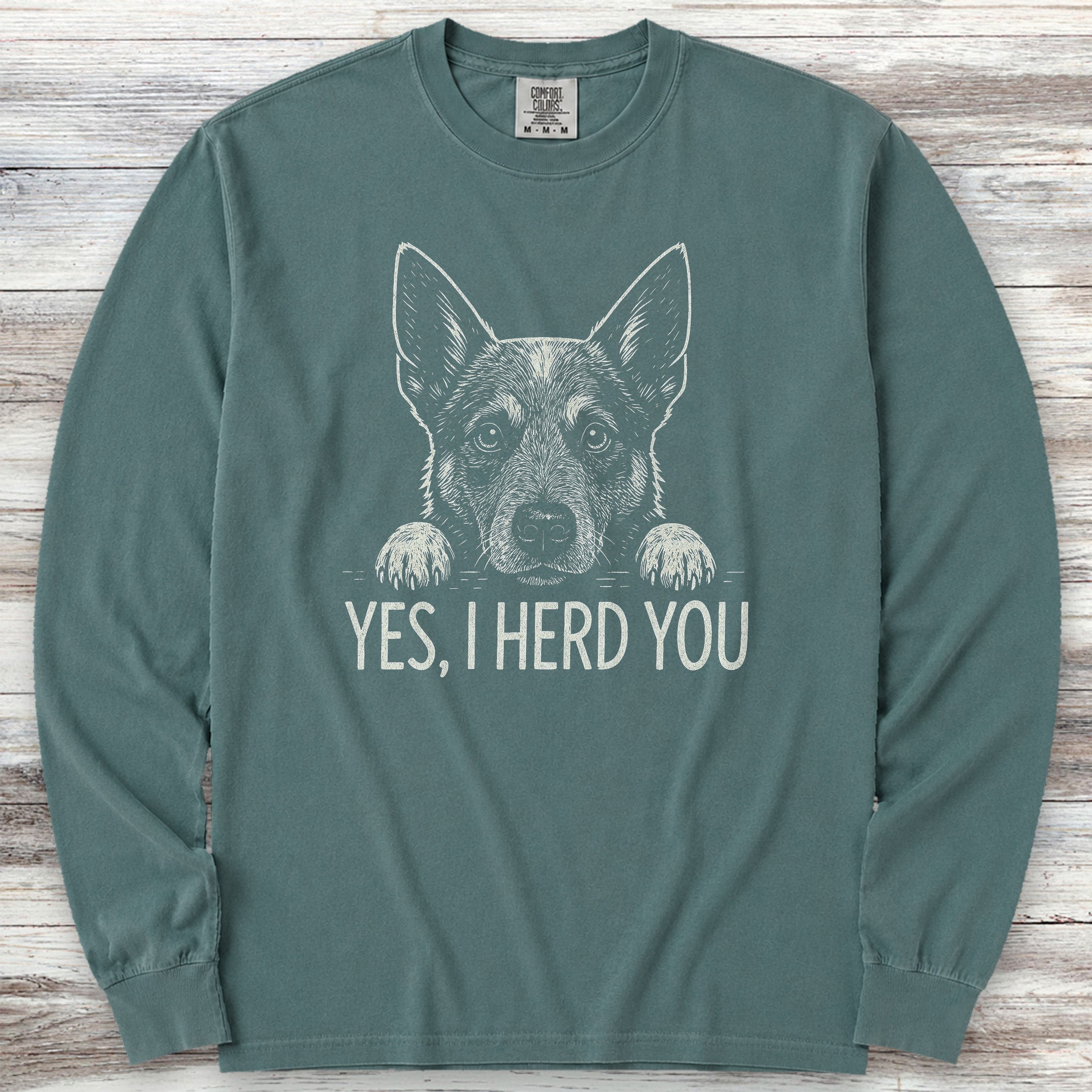Australian Cattle Dog Herd You Long Sleeve Tee - Blue Spruce