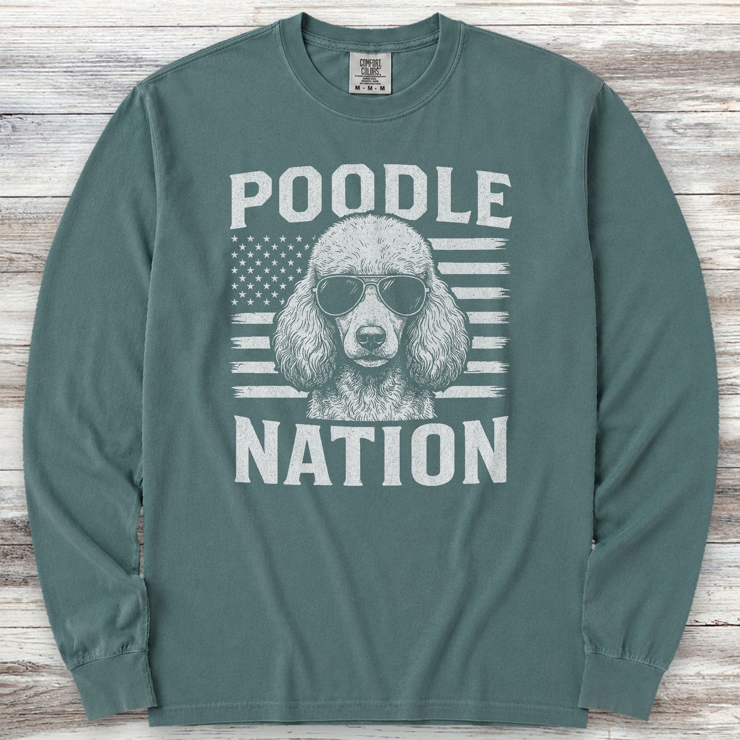 Poodle Nation Long Sleeve Tee - Blue Spruce