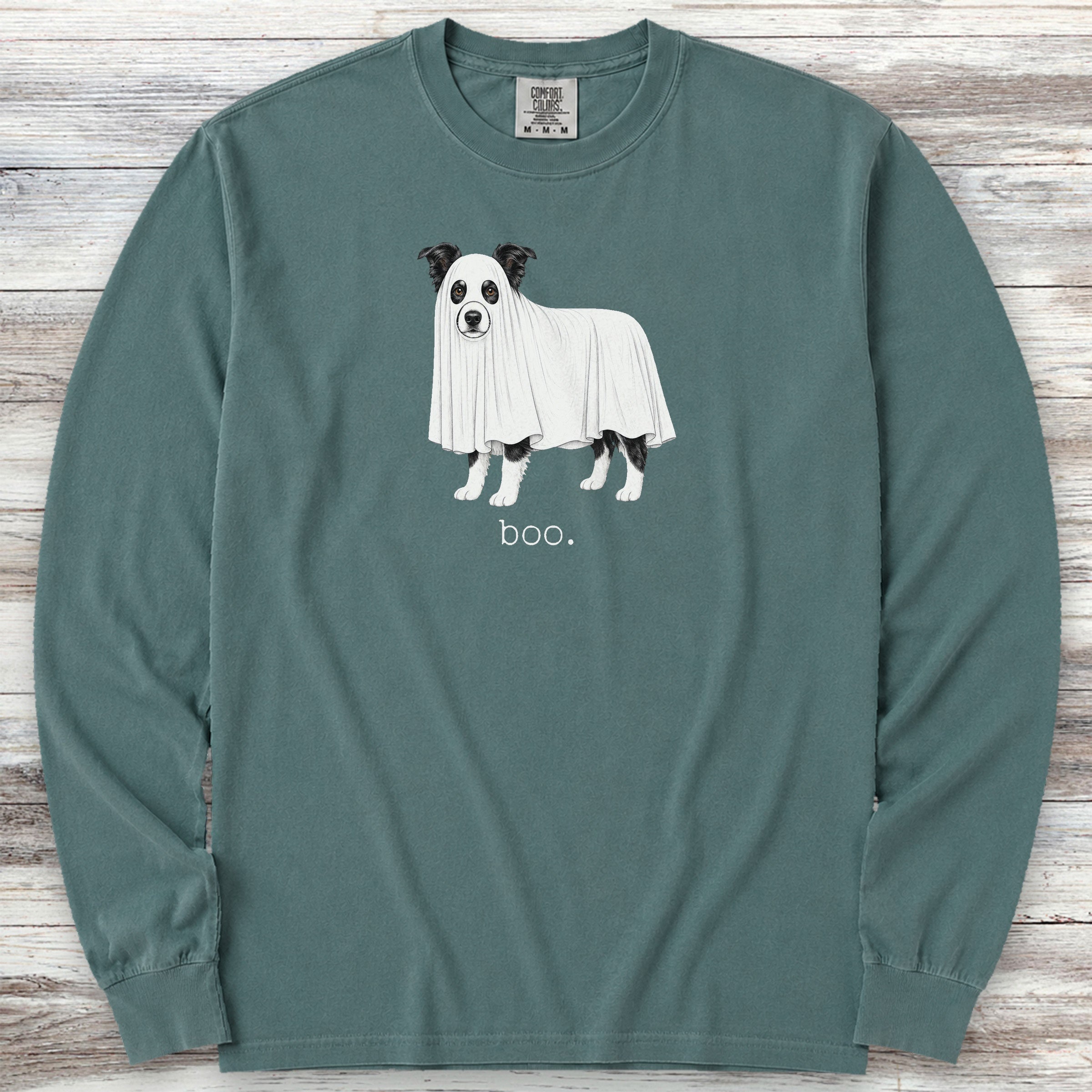 Border Collie Boo Long Sleeve Tee - Blue Spruce
