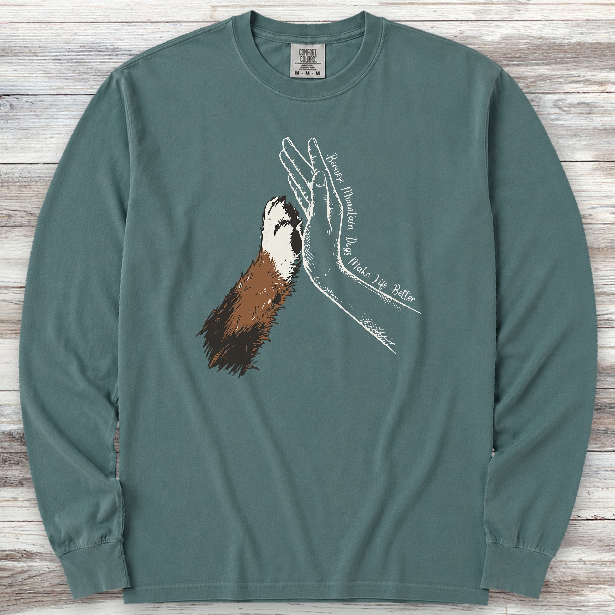Bernese Mountain Dog Together Long Sleeve Tee - Blue Spruce