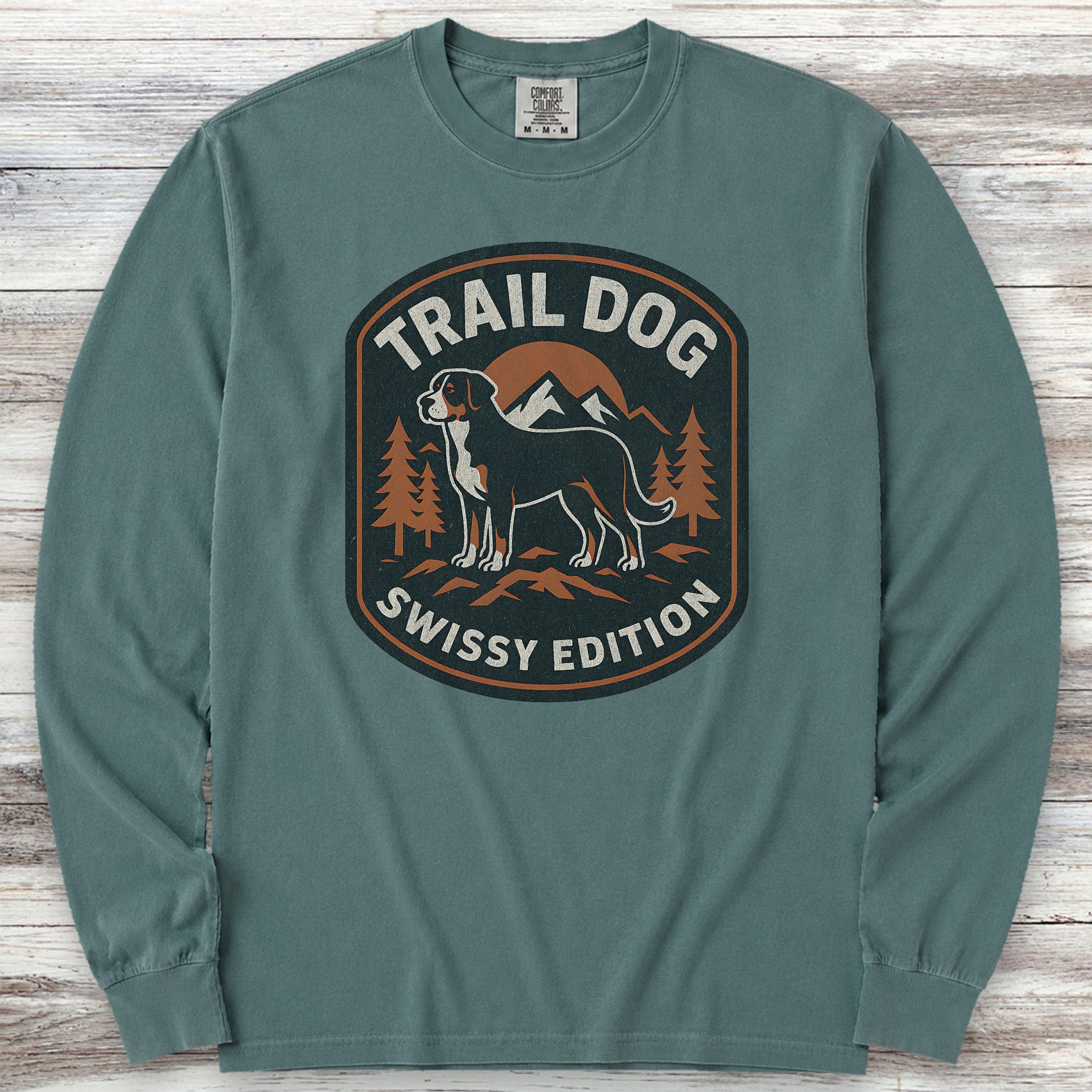 Swiss Mountain Dog Trail Dog Long Sleeve Tee - Blue Spruce