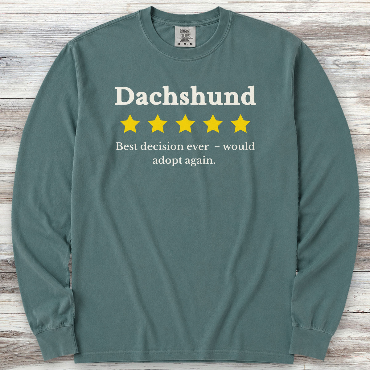 Dachshund Review Long Sleeve Tee - Blue Spruce