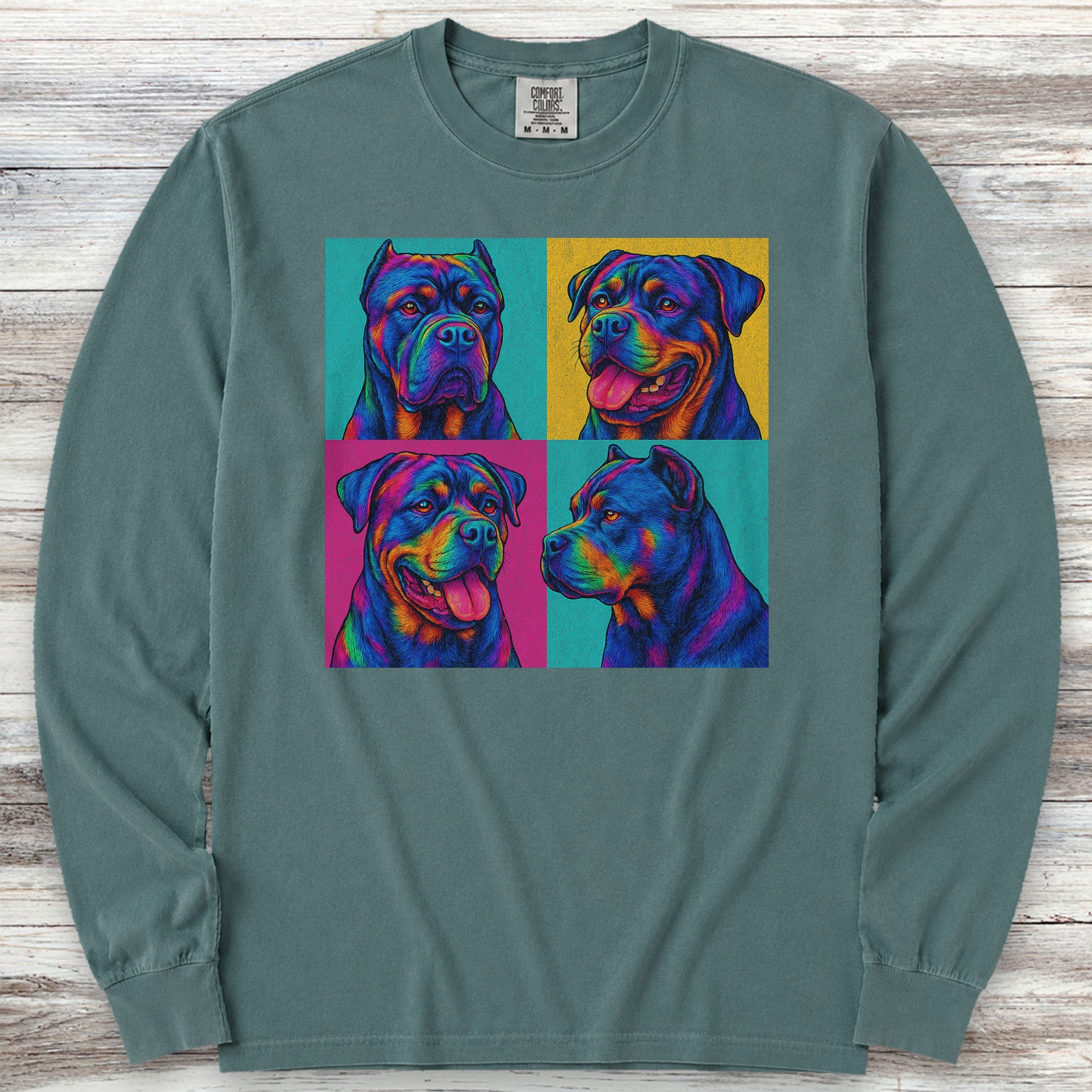 Cane Corso Pop Art Long Sleeve Tee - Blue Spruce