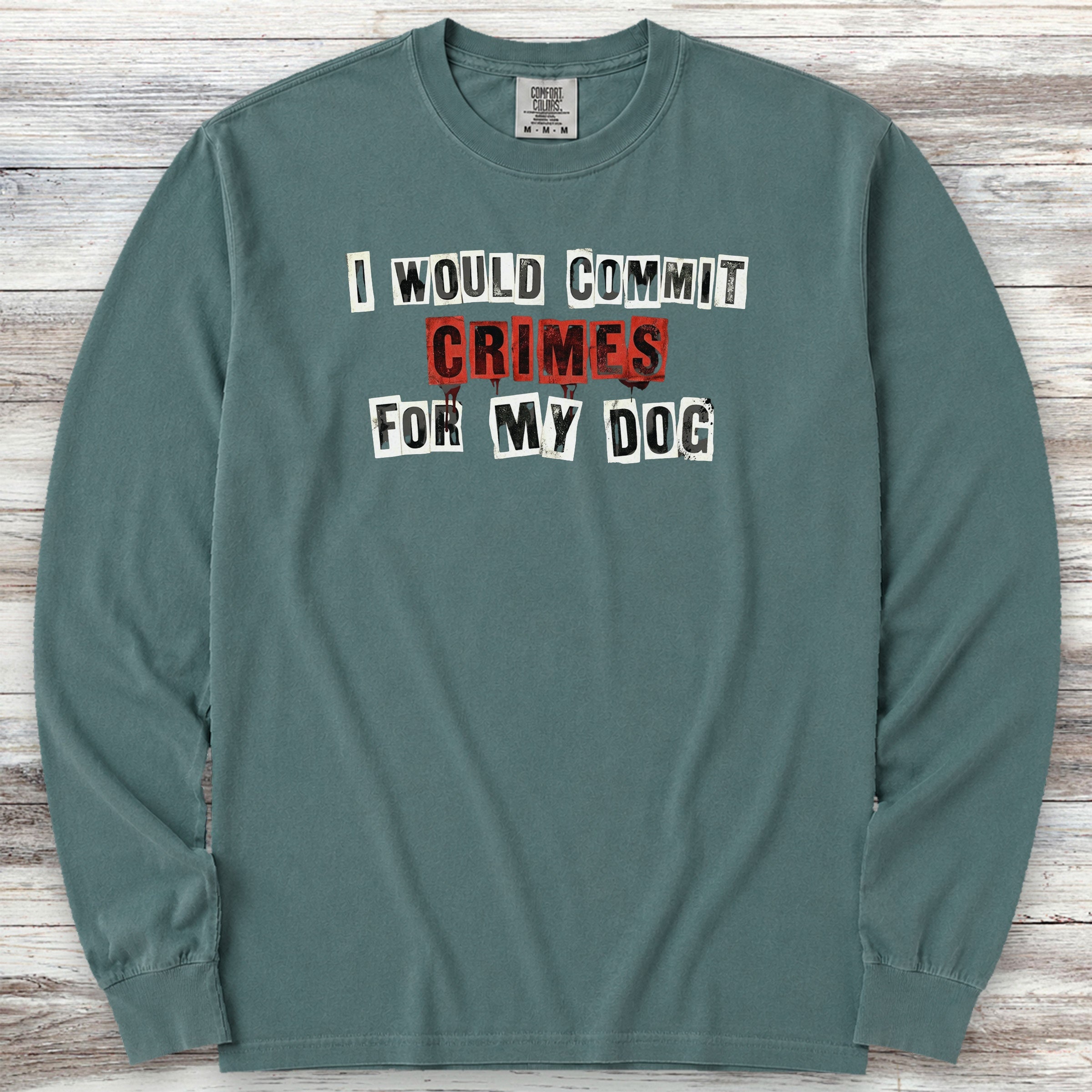 Dog Crimes Long Sleeve Tee - Blue Spruce