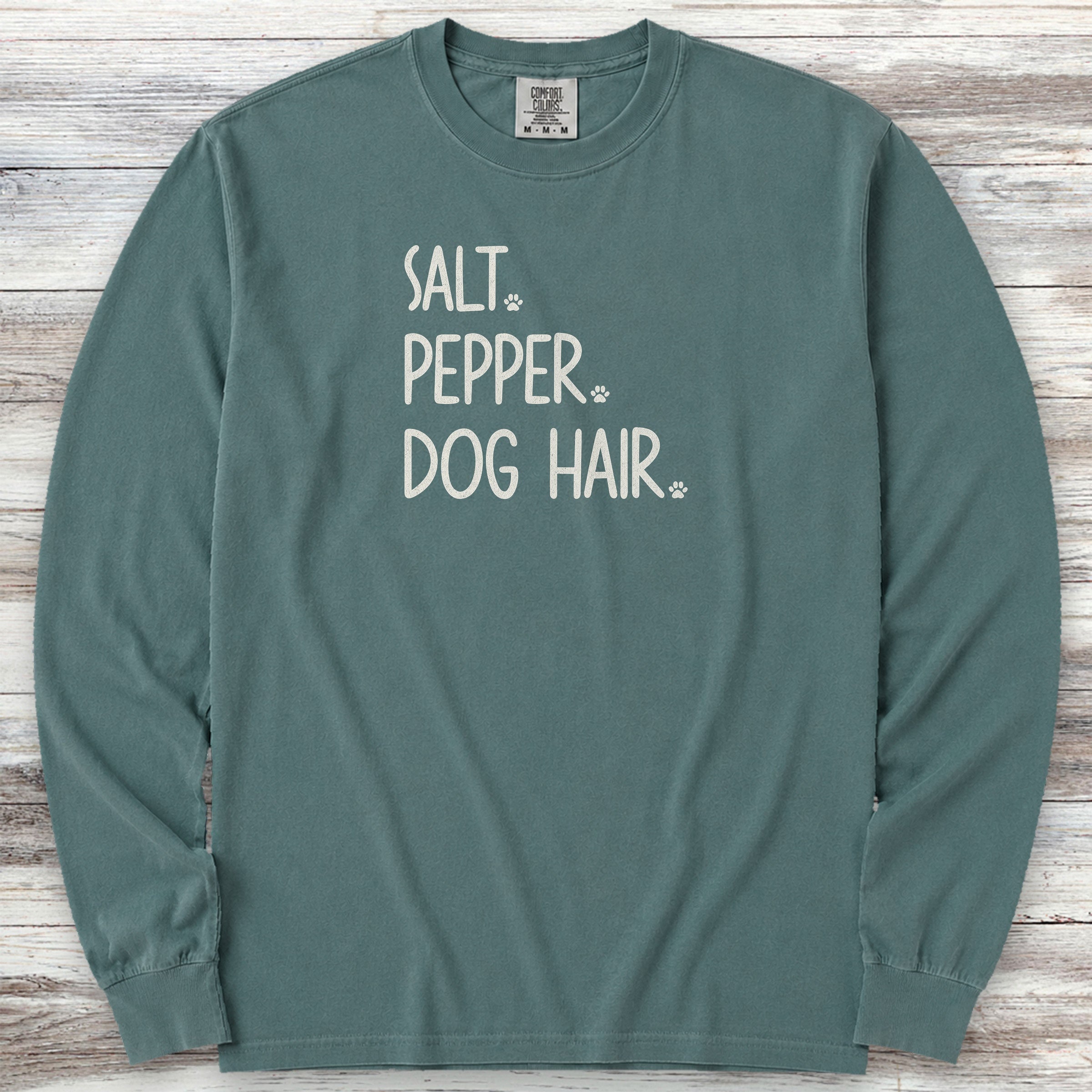 Salt Pepper Dog Hair Long Sleeve Tee - Blue Spruce