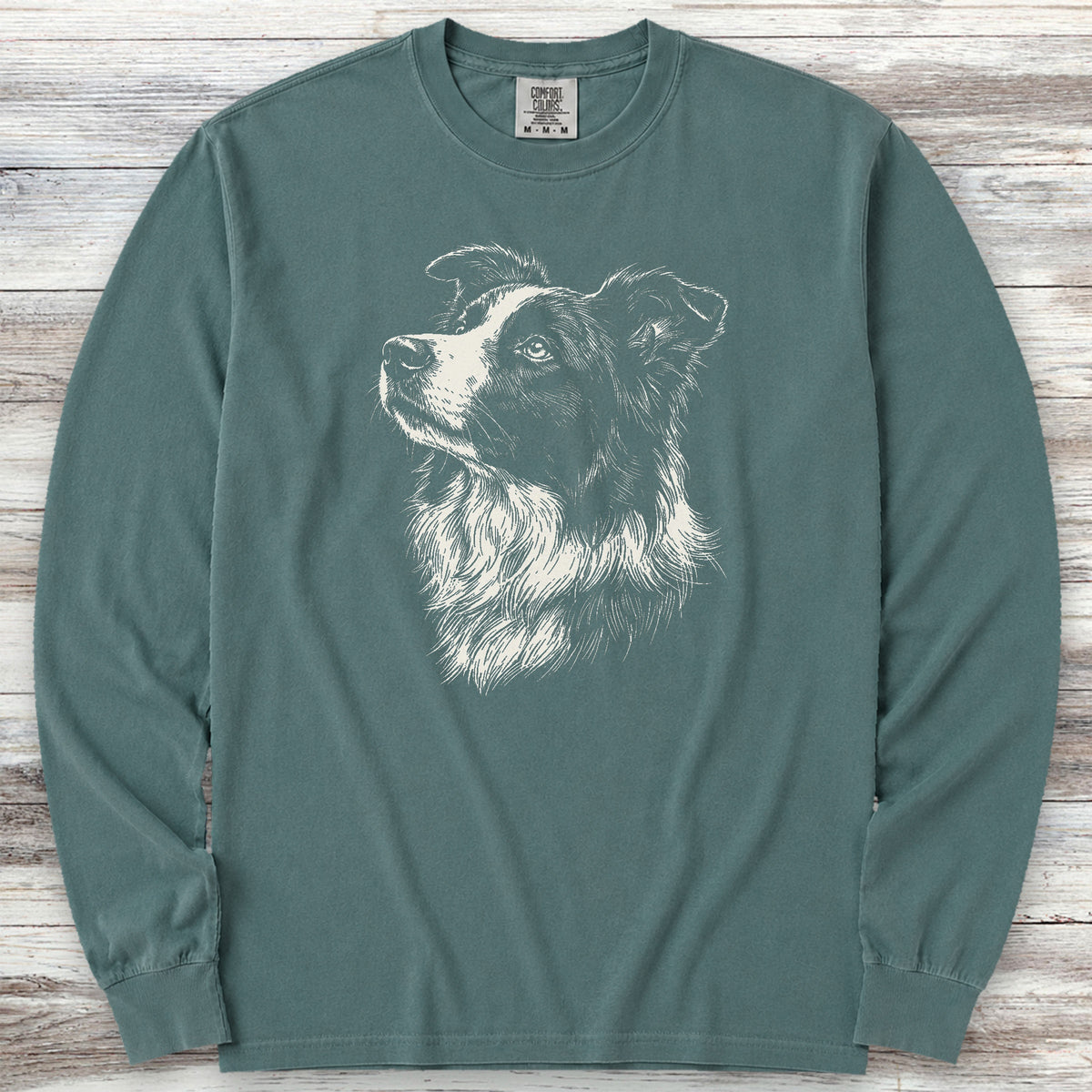 Border Collie Loyalty Long Sleeve Tee - Blue Spruce