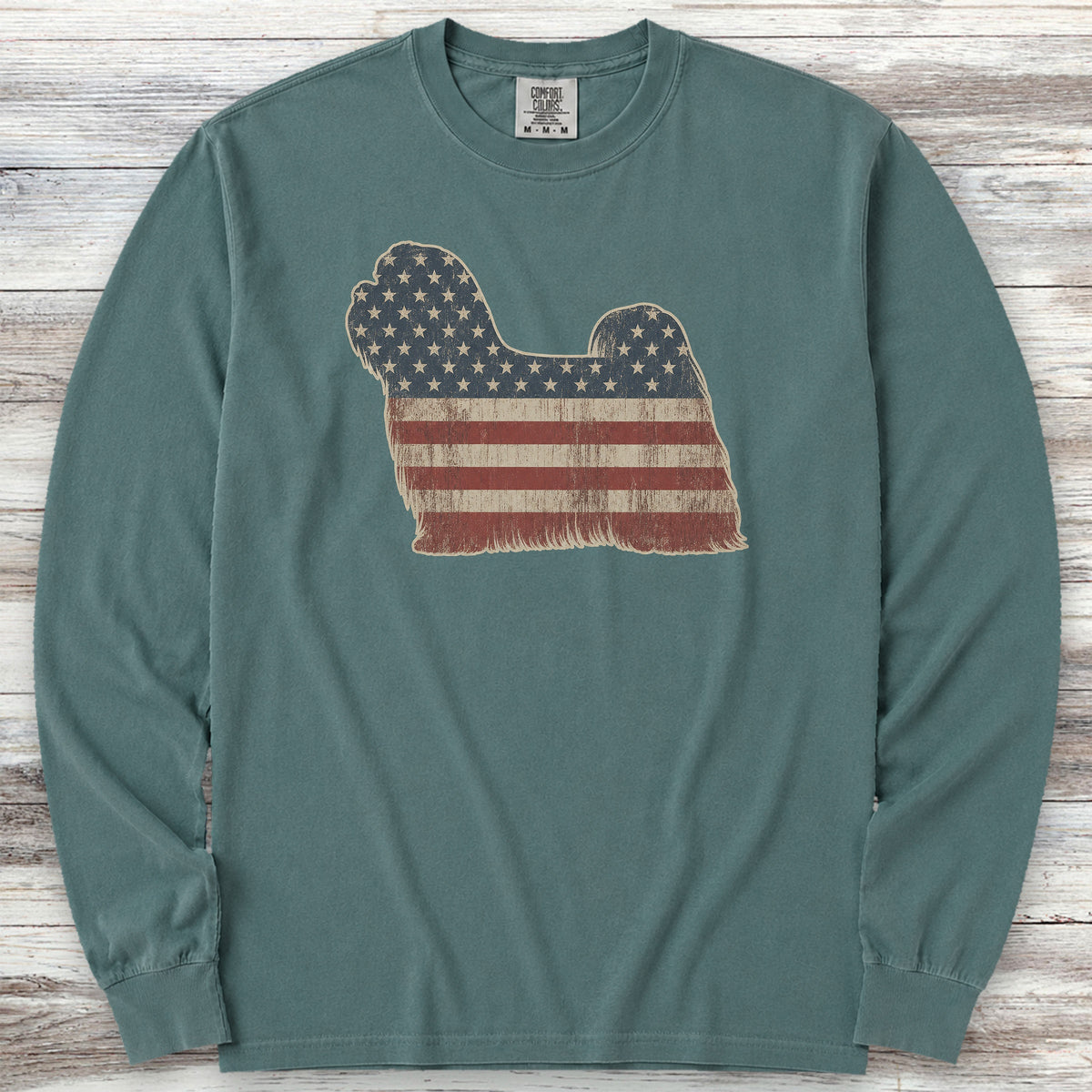 Maltese Vintage USA Long Sleeve Tee - Blue Spruce