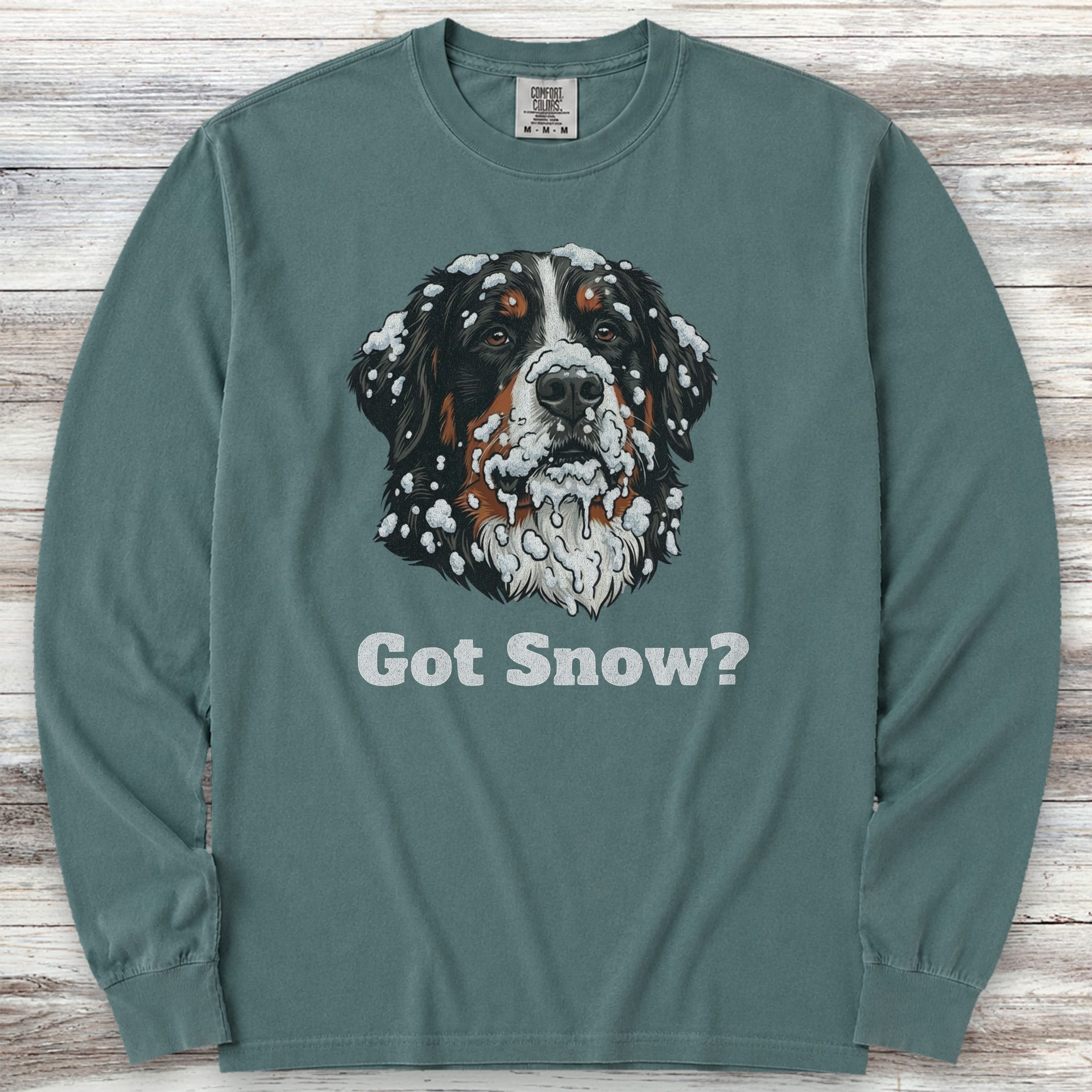 Bernese Mountain Dog Got Snow Long Sleeve Tee - Blue Spruce