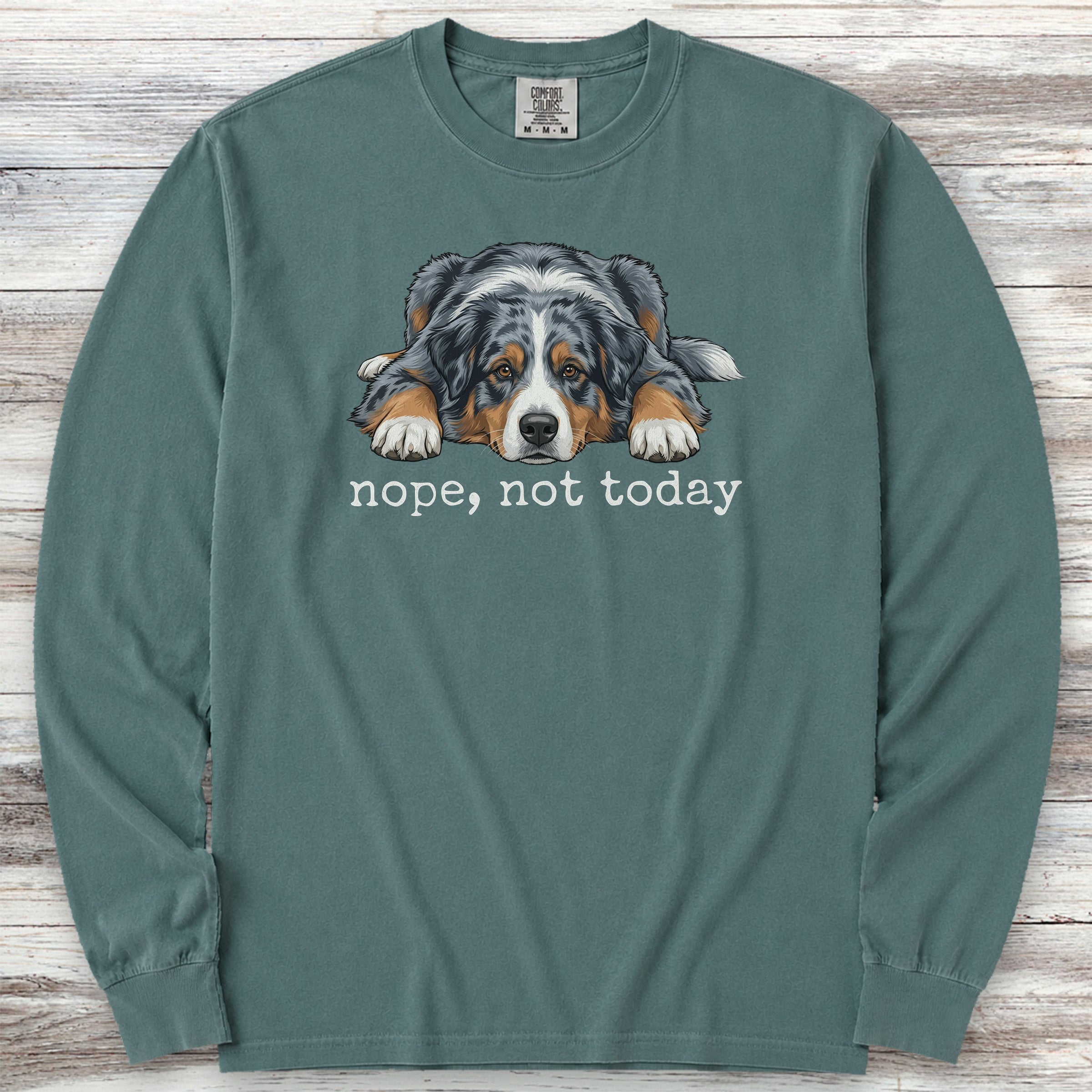 Australian Shepherd Nope Long Sleeve Tee - Blue Spruce