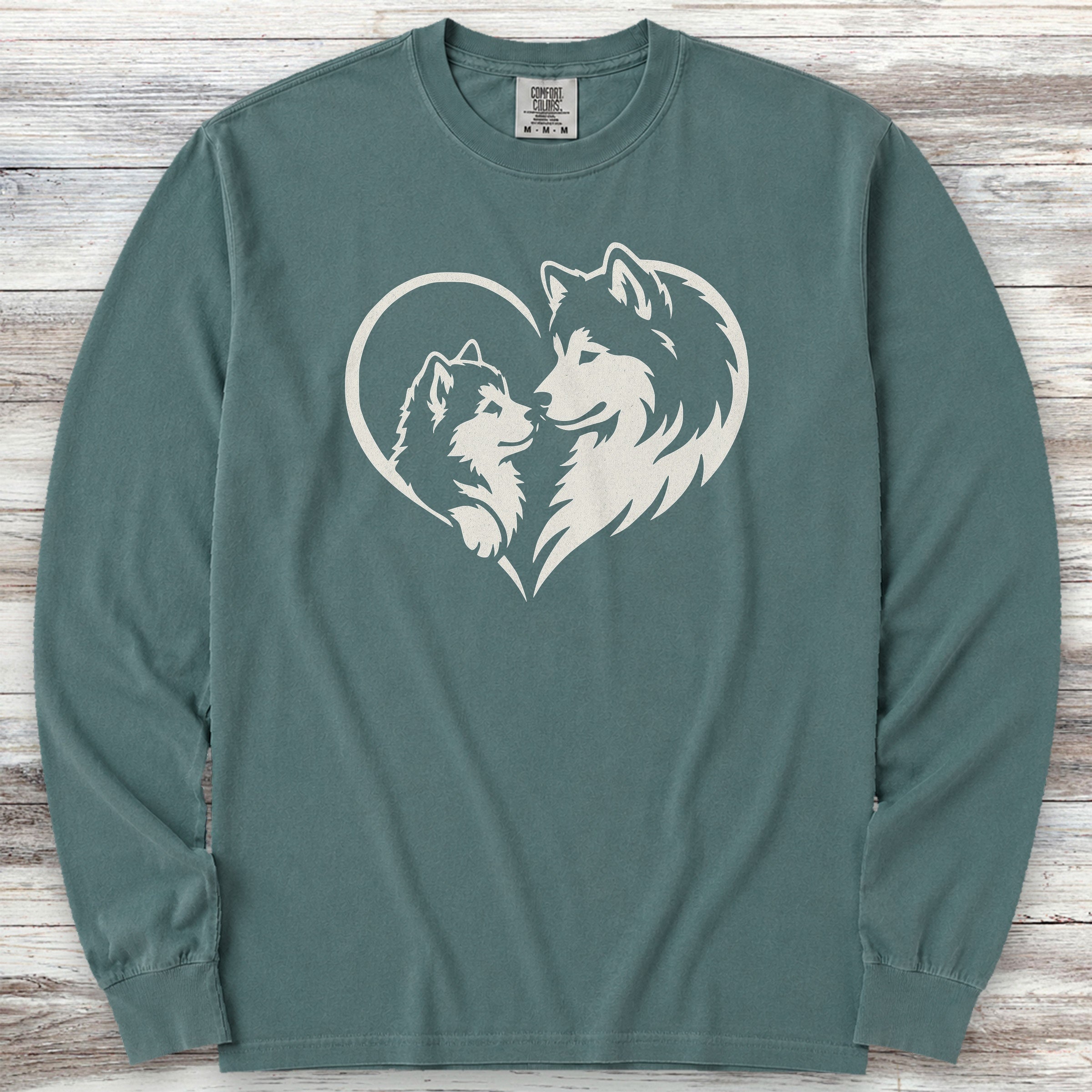 Alaskan Malamute Heart Bond Long Sleeve Tee - Blue Spruce