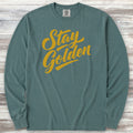 Golden Retriever Stay Golden Long Sleeve Tee - Blue Spruce