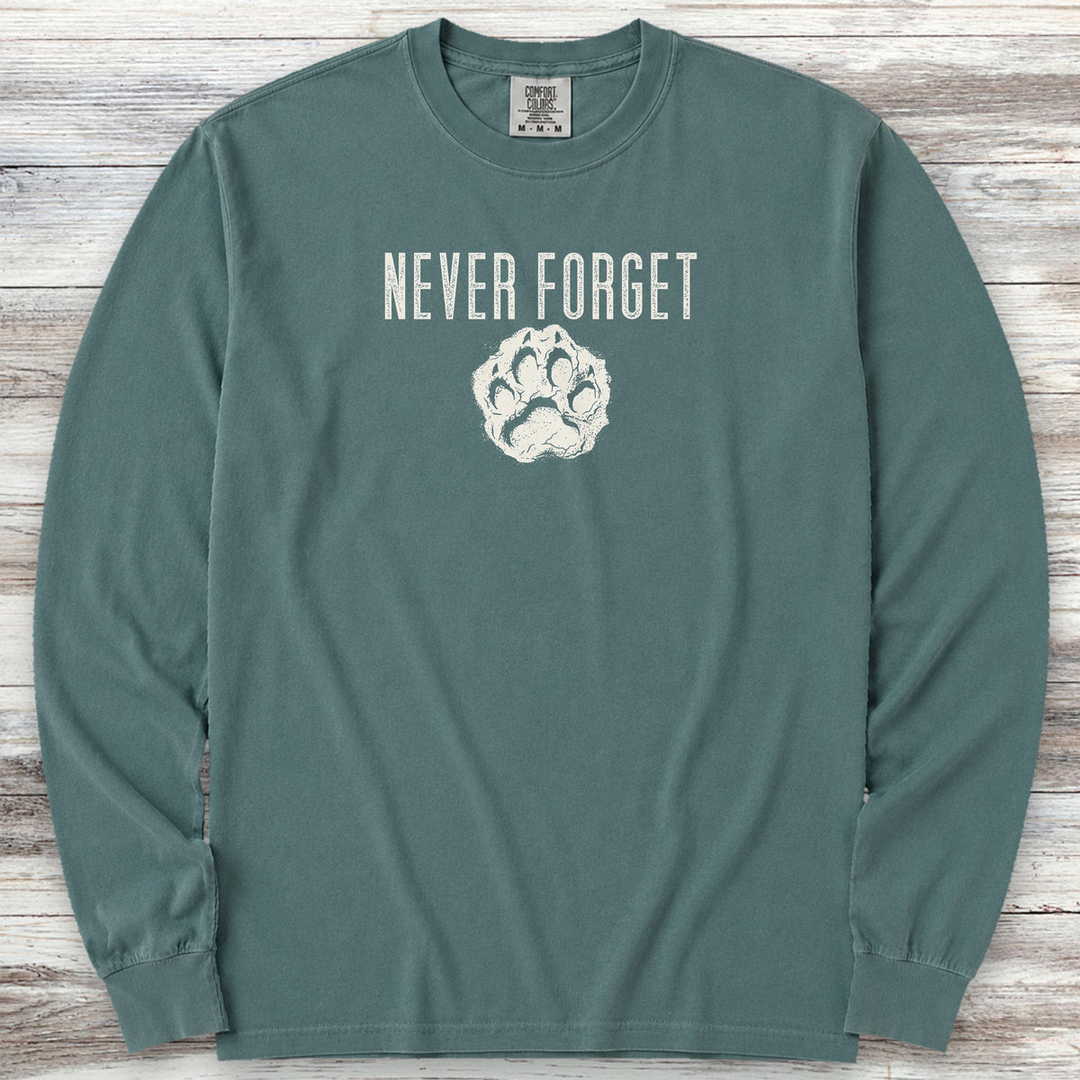 Never Forget Pawprint Long Sleeve Tee - Blue Spruce