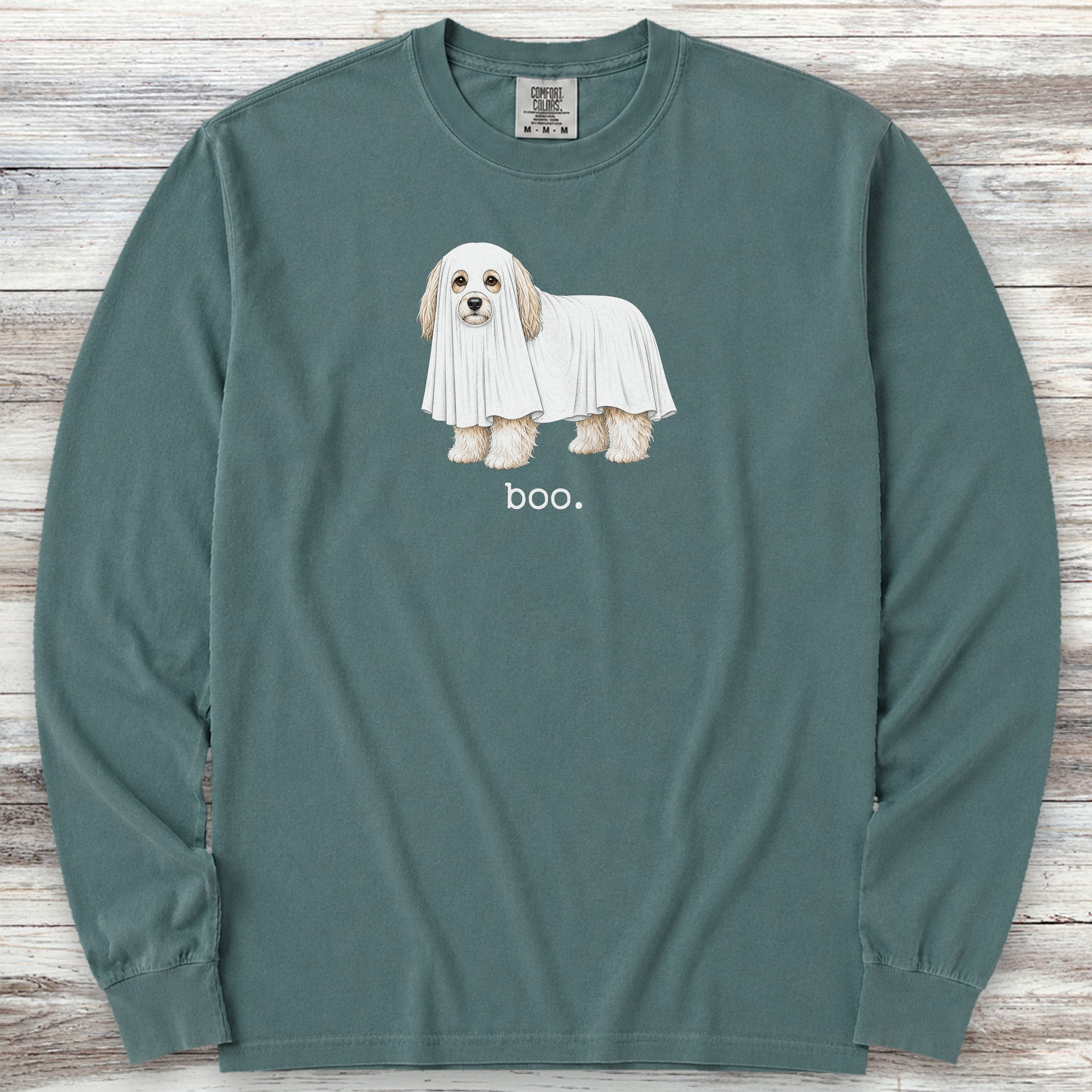 Havanese Boo Long Sleeve Tee - Blue Spruce