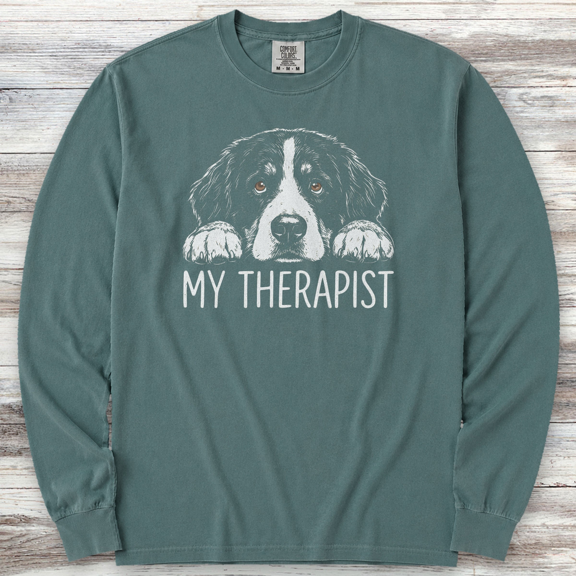Bernese Mountain Dog Therapist Long Sleeve Tee - Blue Spruce