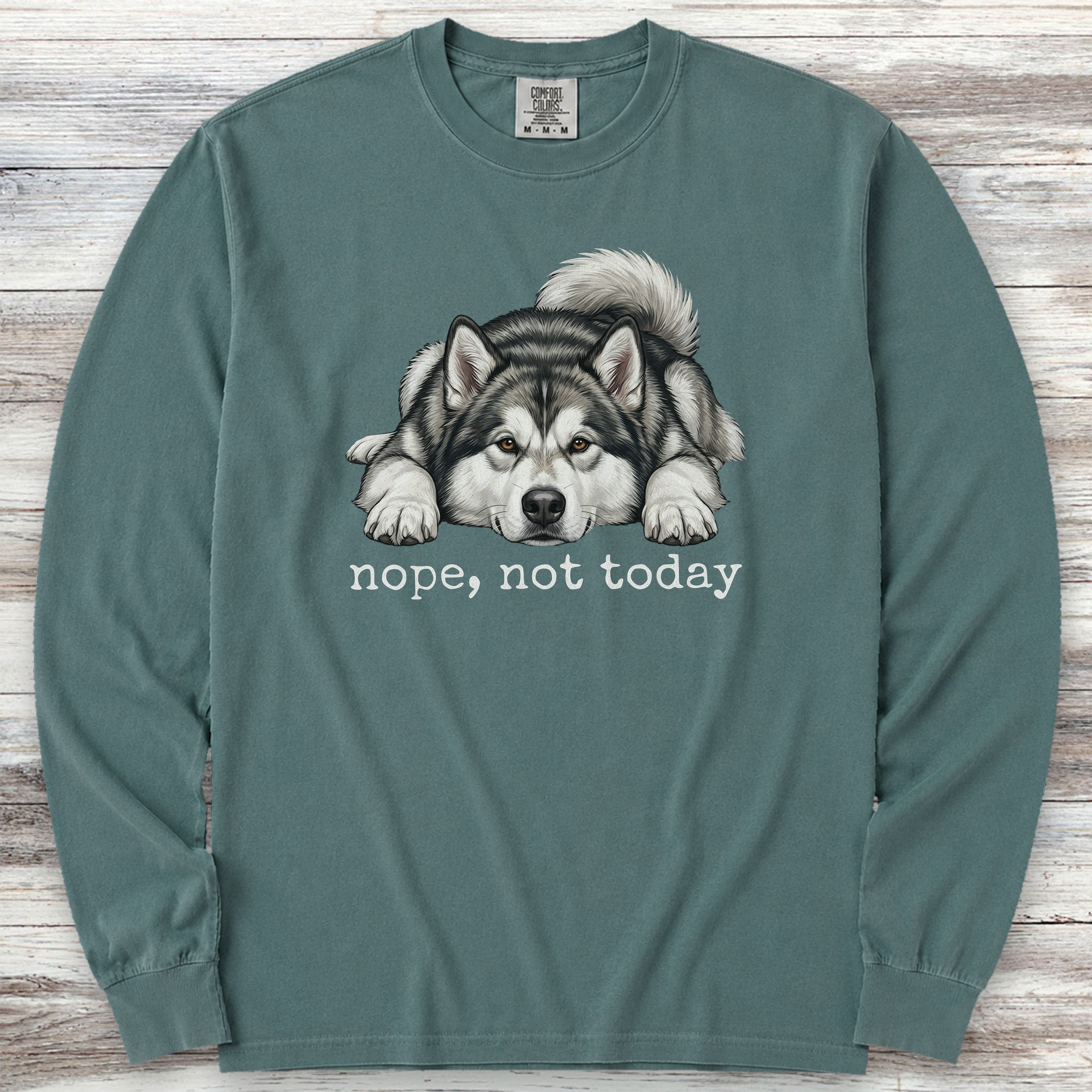 Alaskan Malamute Nope Long Sleeve Tee - Blue Spruce