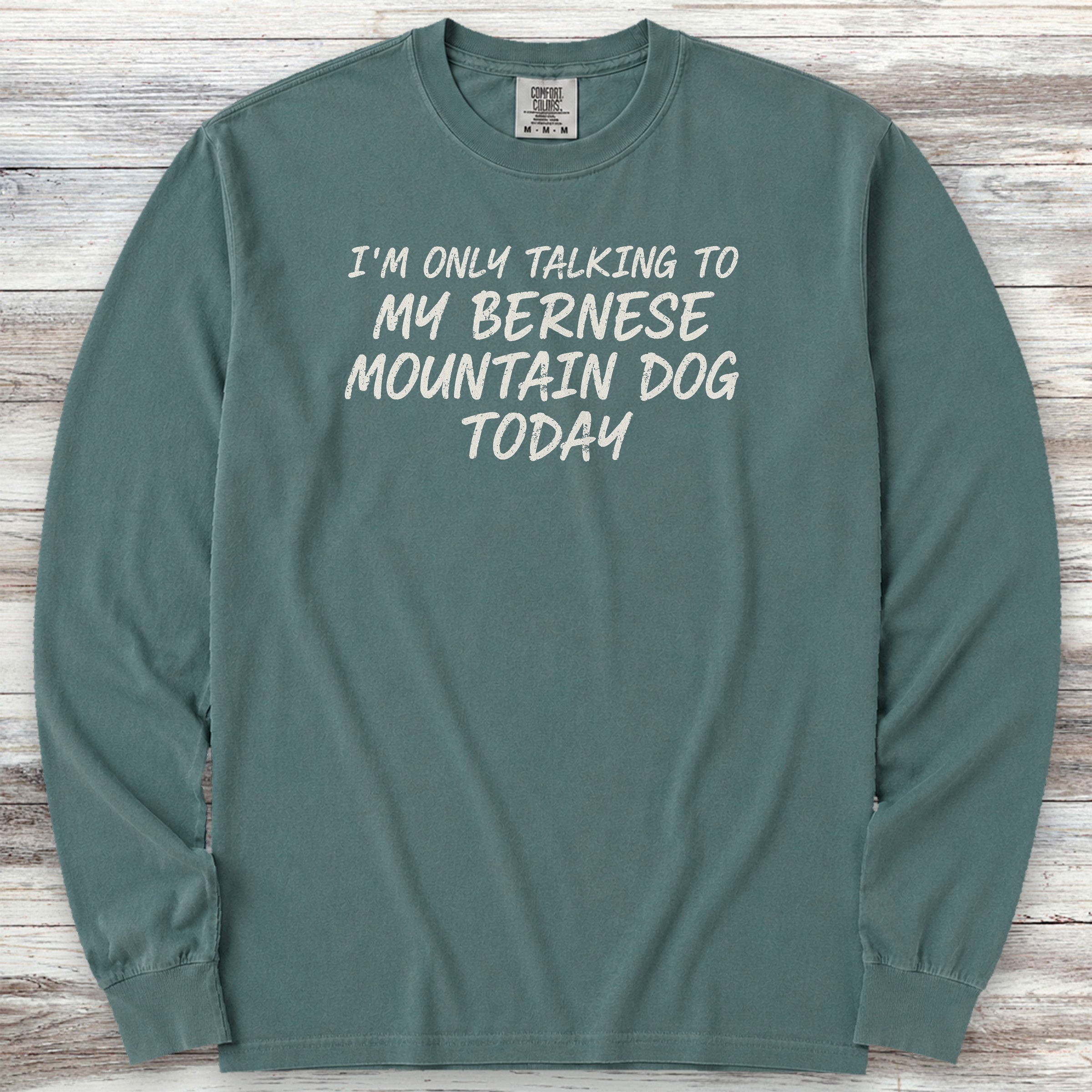 Bernese Mountain Dog Talk Long Sleeve Tee - Blue Spruce