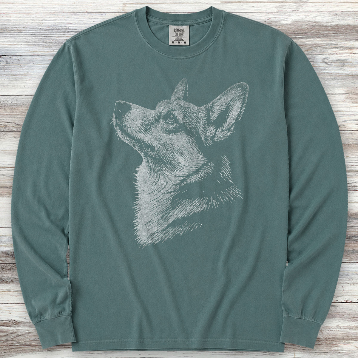 Corgi Loyalty Long Sleeve Tee - Blue Spruce