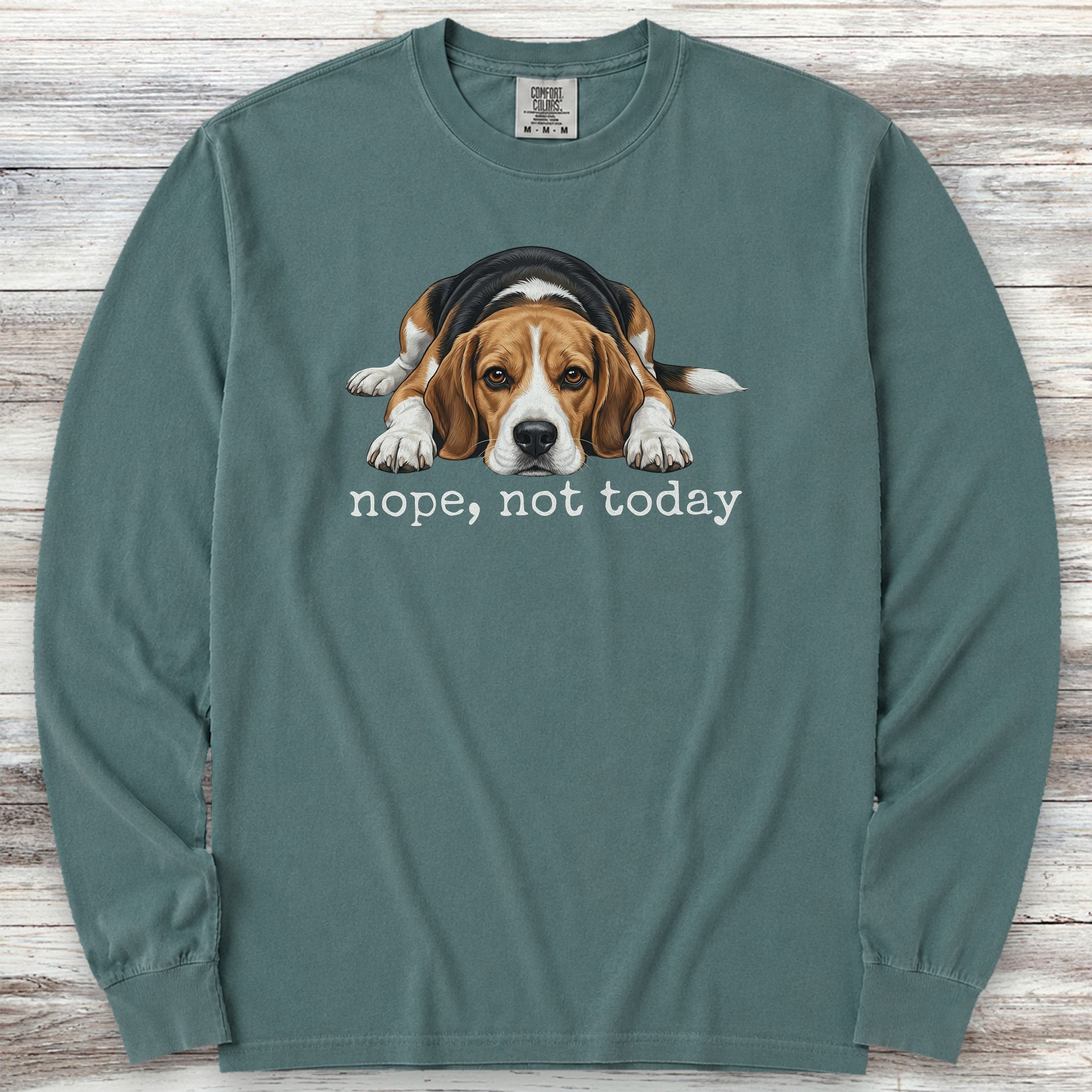 Beagle Nope Long Sleeve Tee - Blue Spruce