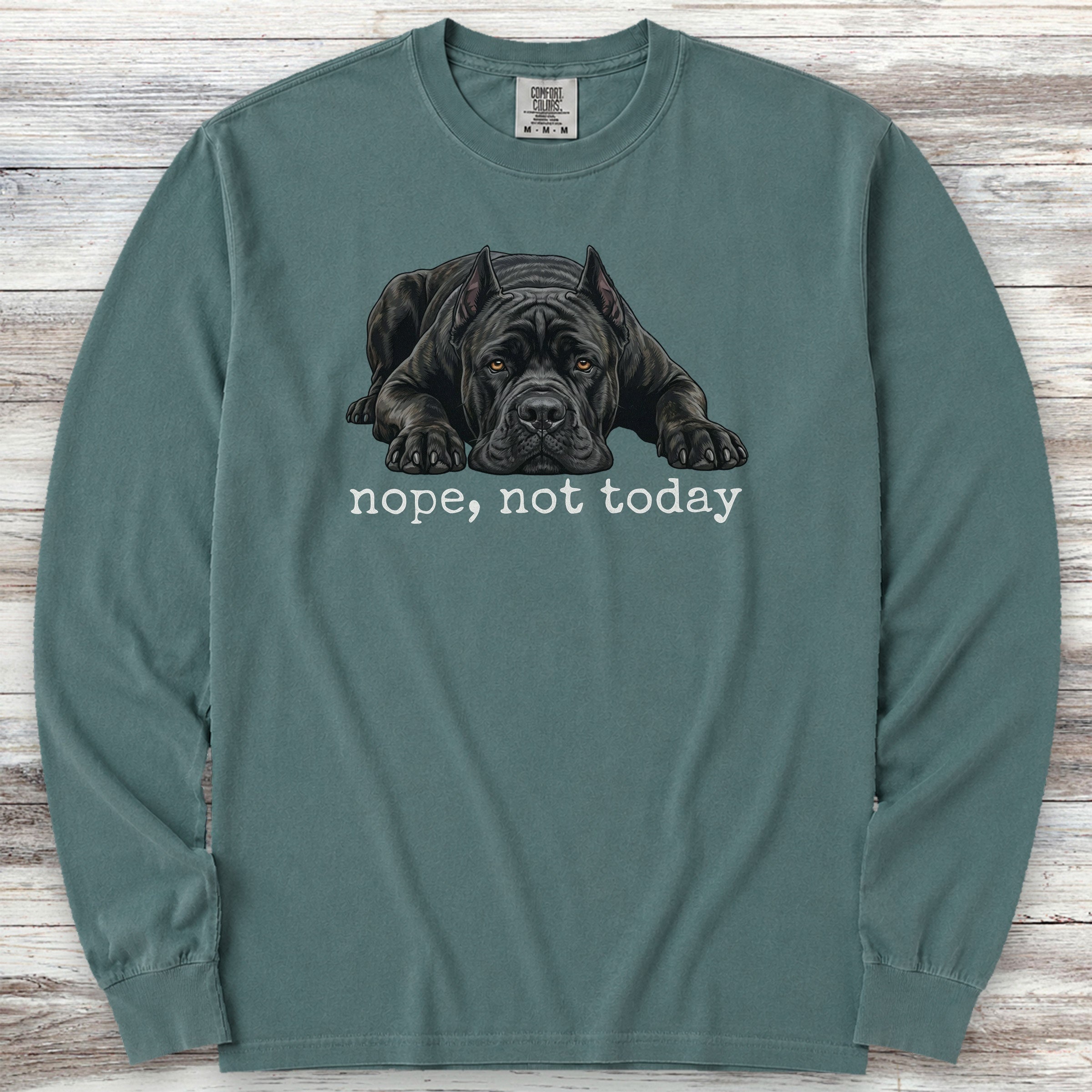 Cane Corso Cropped Nope Long Sleeve Tee - Blue Spruce