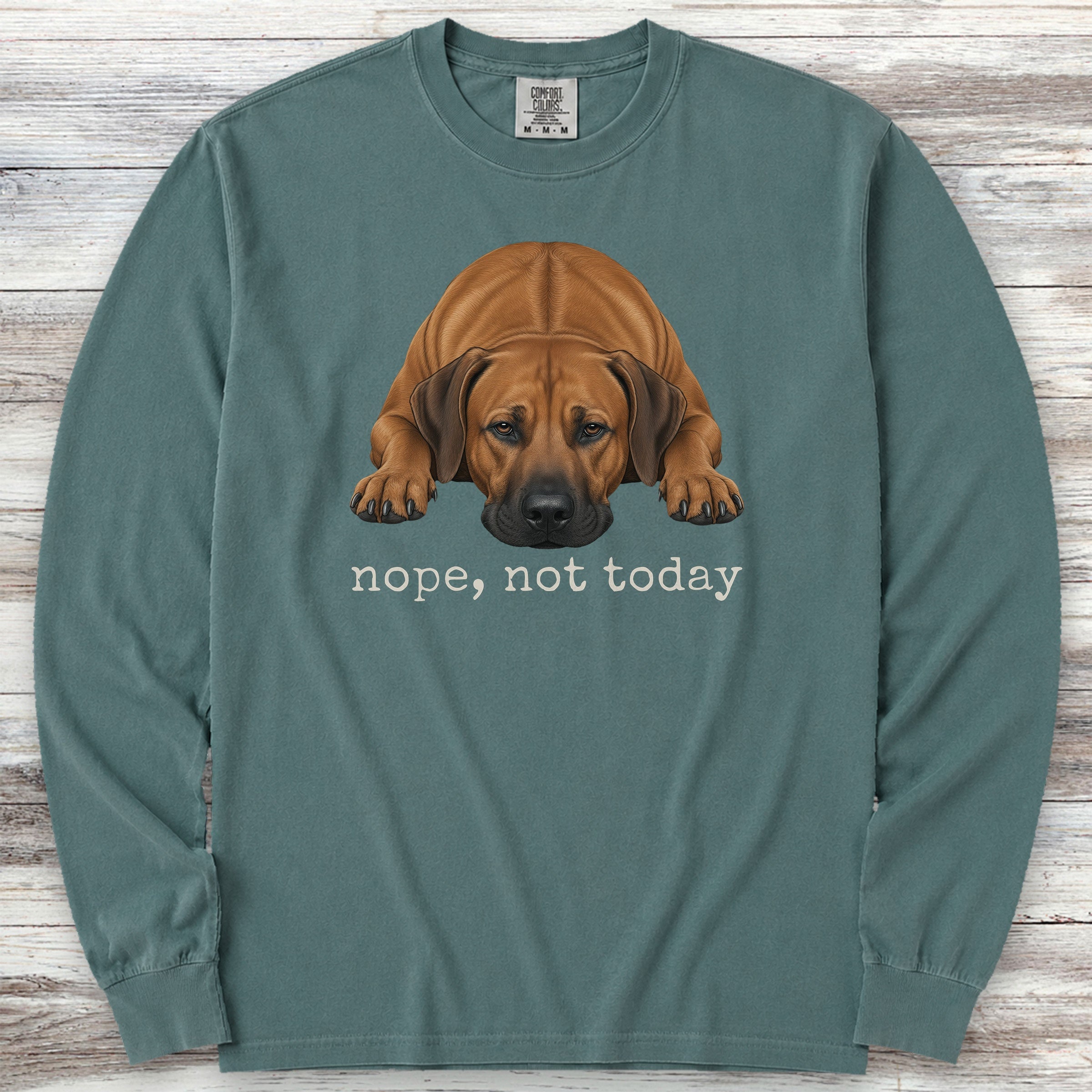 Rhodesian Ridgeback Nope Long Sleeve Tee - Blue Spruce