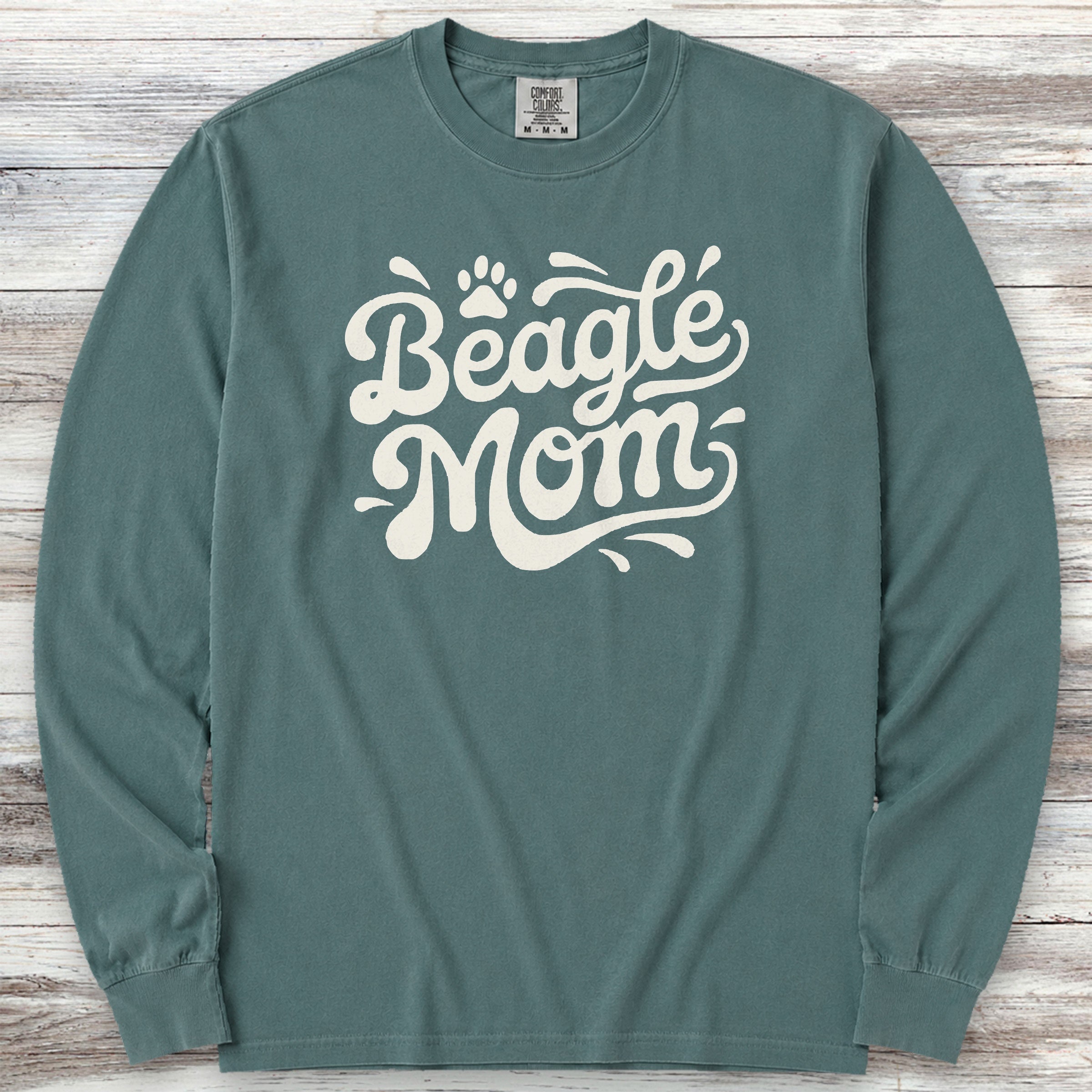Beagle Groovy Mom Long Sleeve Tee - Blue Spruce