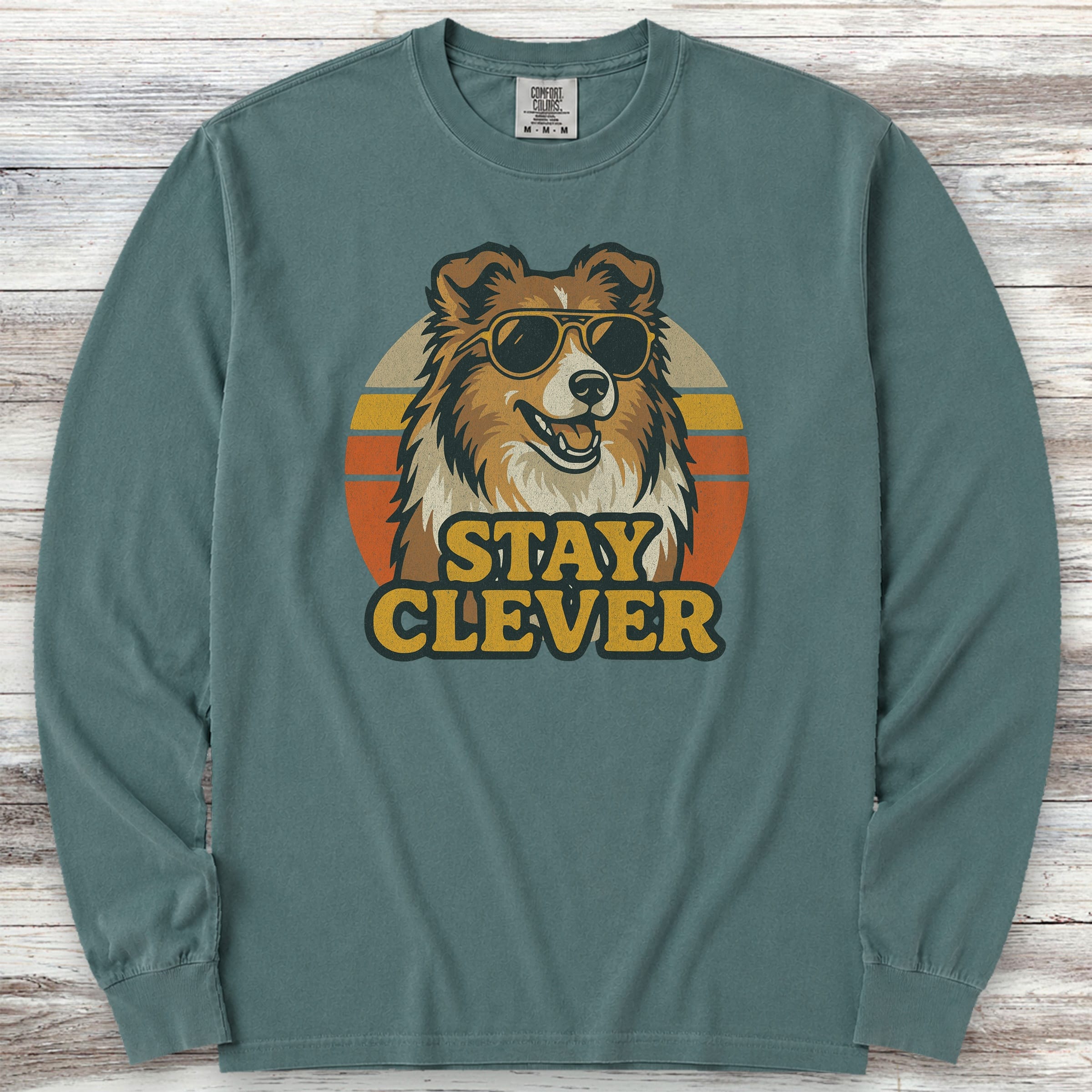 Shetland Sheepdog Clever Long Sleeve Tee - Blue Spruce