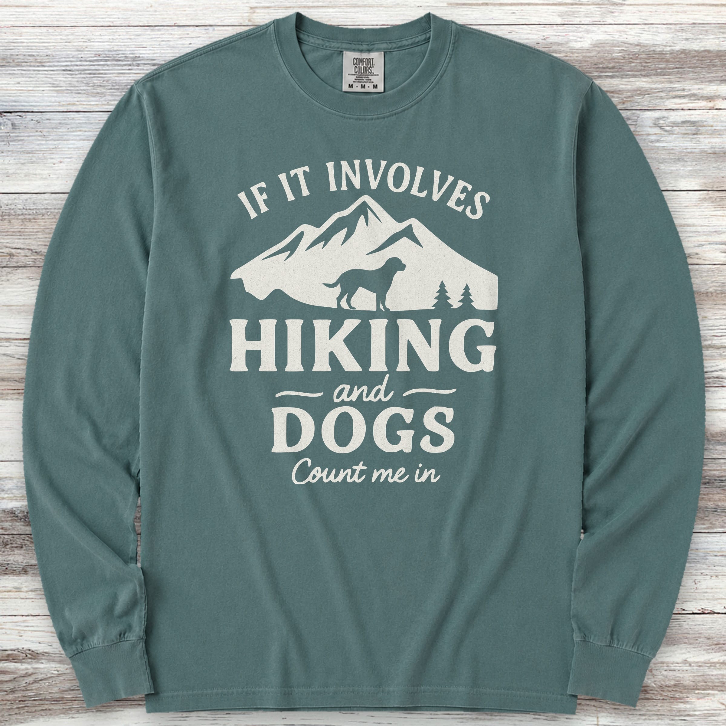 Hiking & Dogs Long Sleeve Tee - Blue Spruce