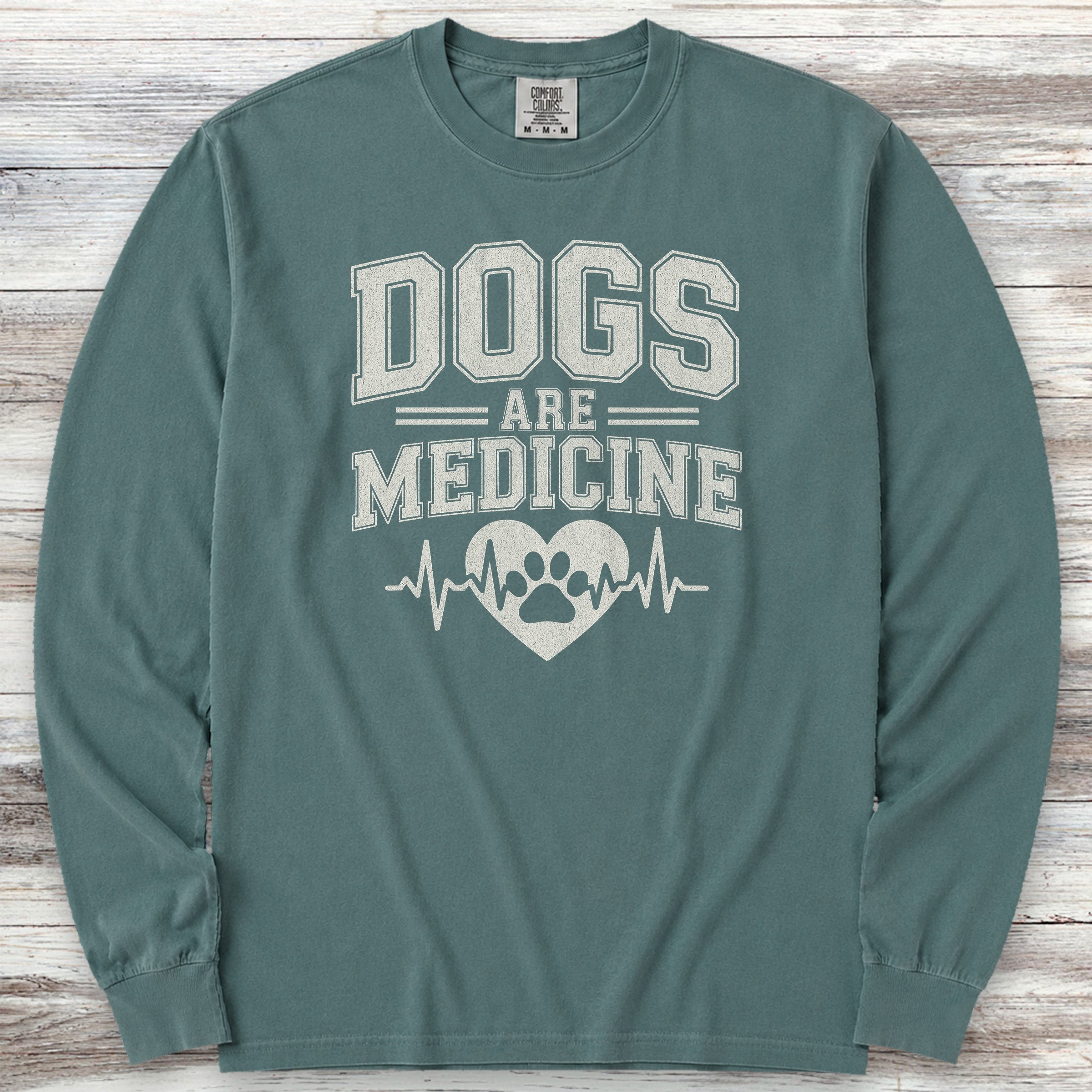 Dogs Are Medicine Long Sleeve Tee - Blue Spruce