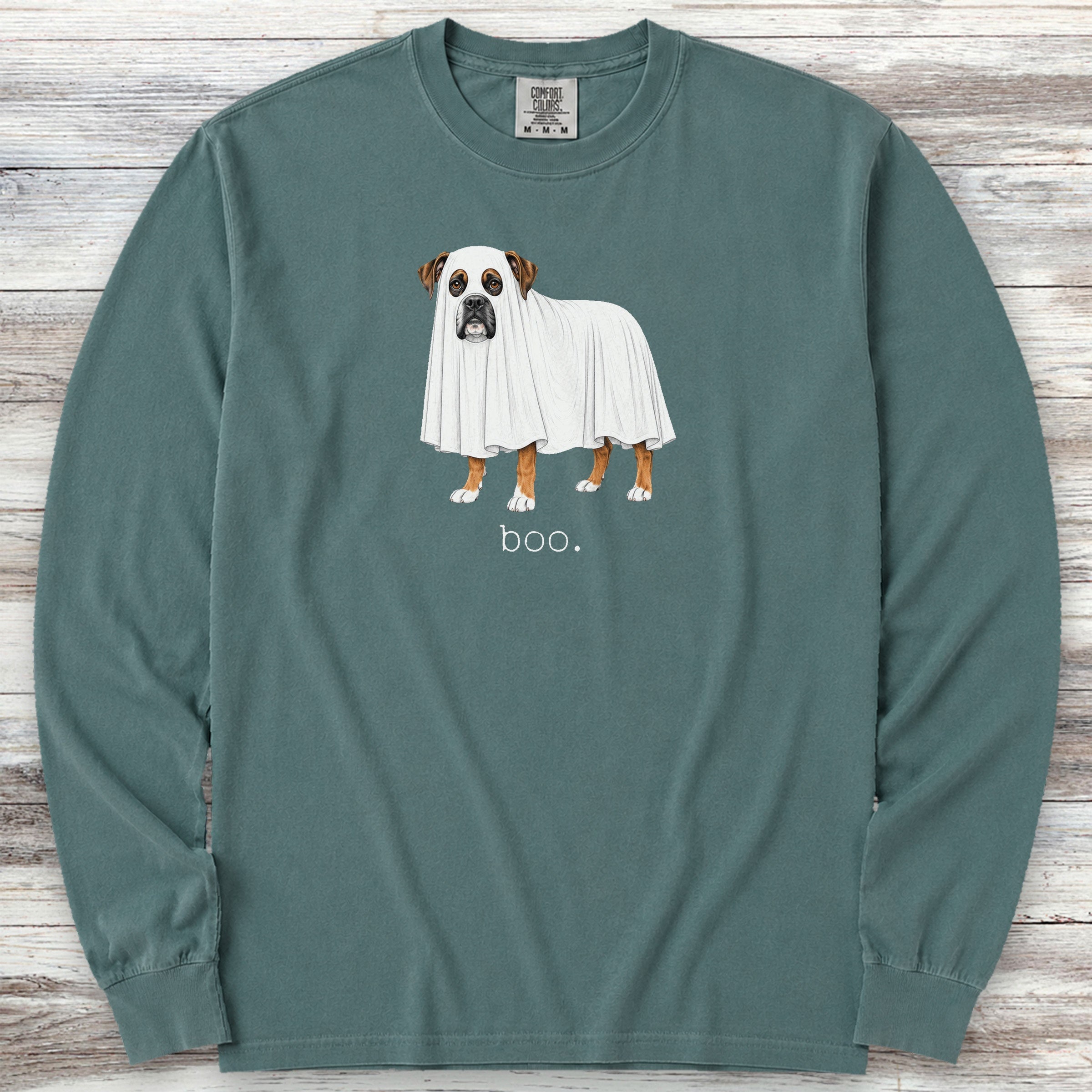 Boxer Boo Long Sleeve Tee - Blue Spruce
