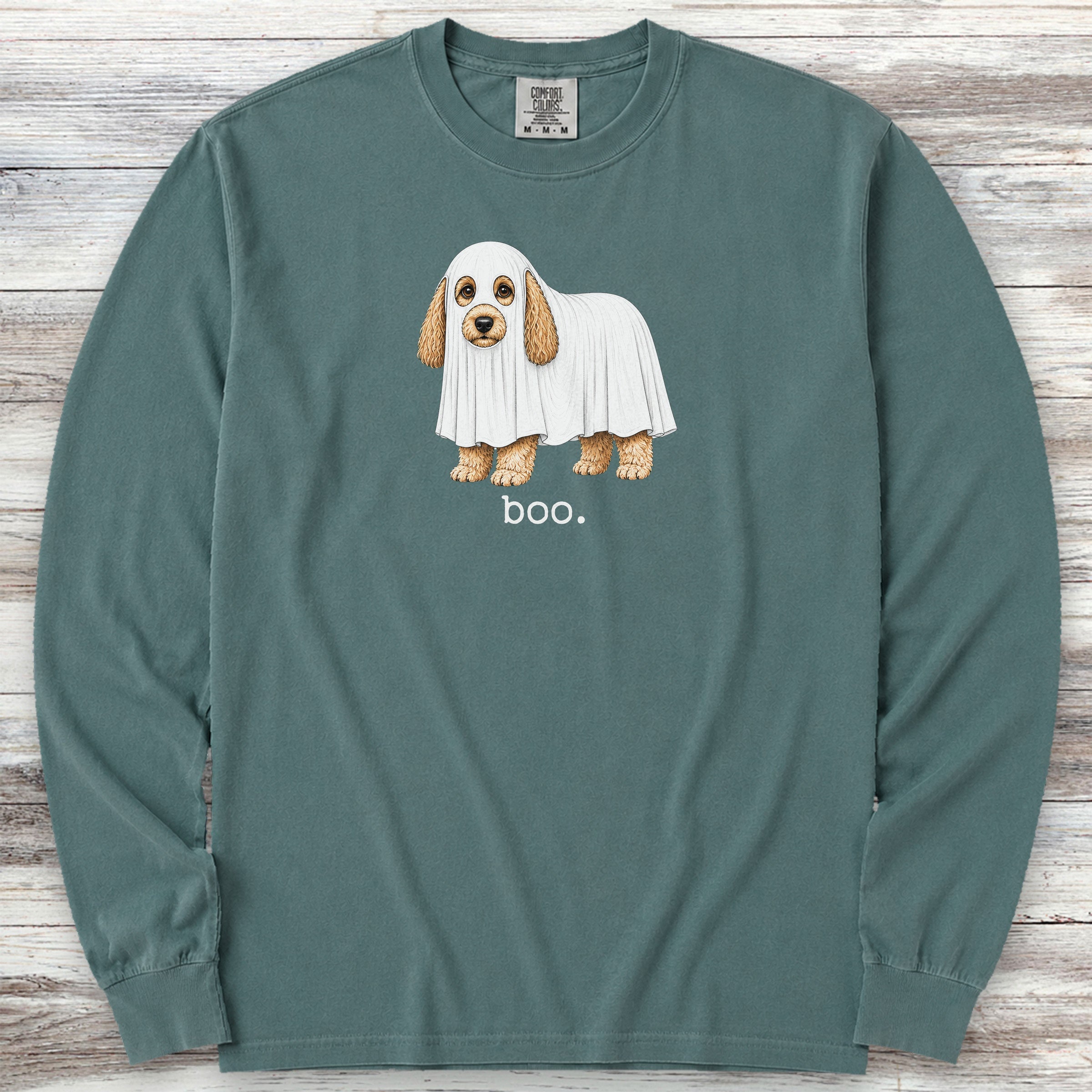 Cockapoo Boo Long Sleeve Tee - Blue Spruce