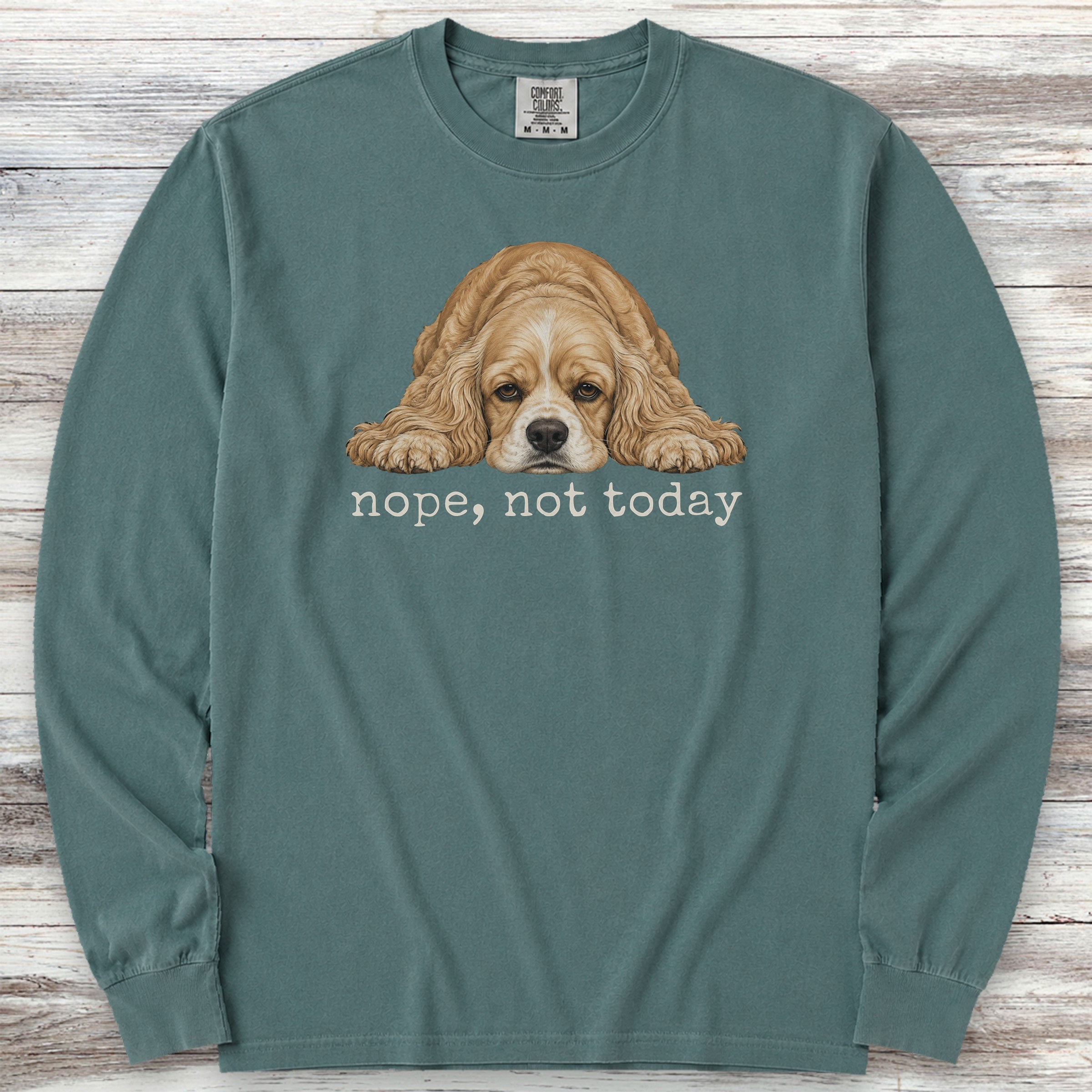Cocker Spaniel Nope Long Sleeve Tee - Blue Spruce