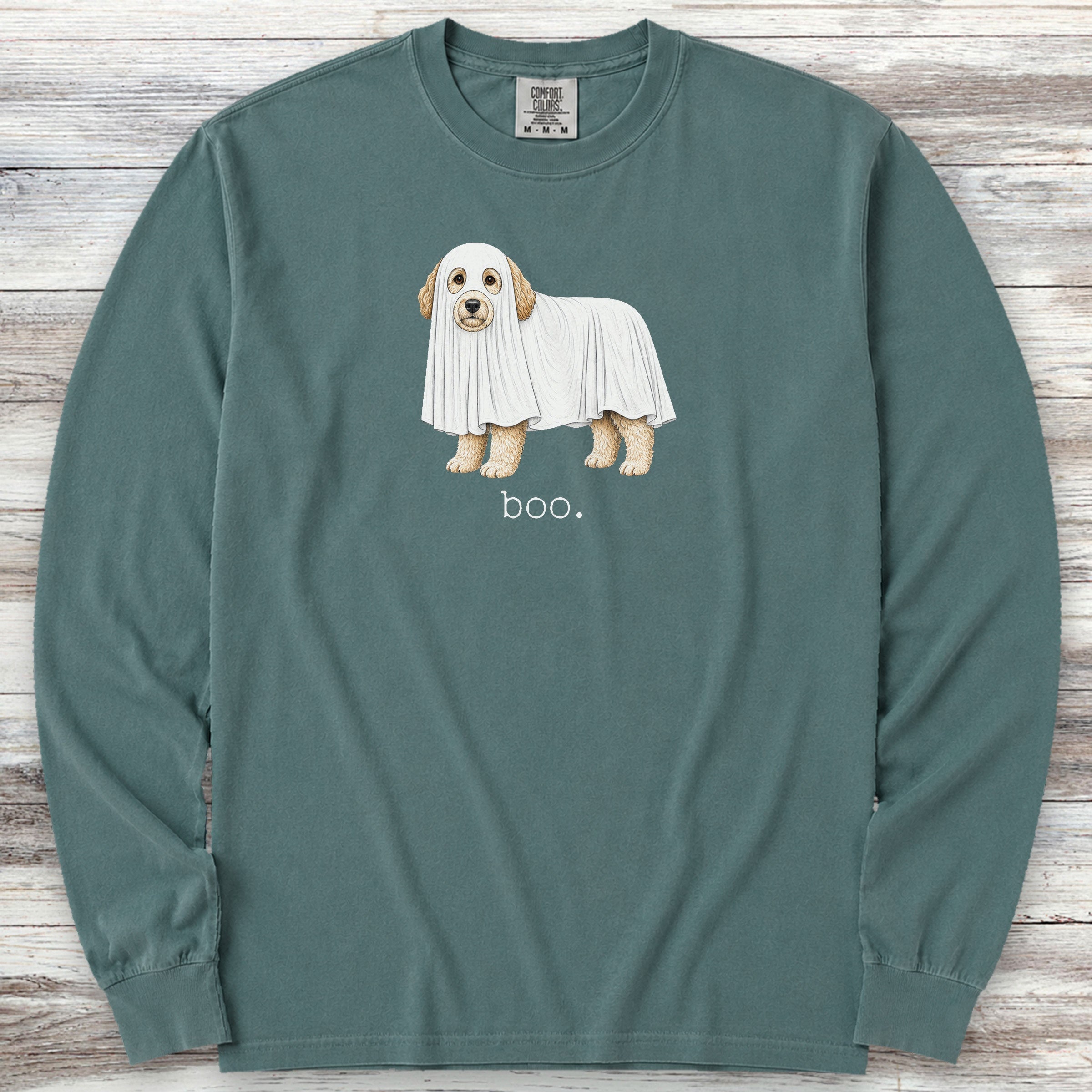 Doodle Boo Long Sleeve Tee - Blue Spruce